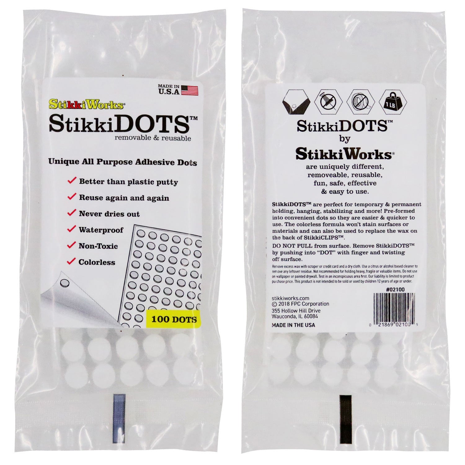 StikkiDOTS™, Adhesive Dots, 100 Per Pack, 6 Packs - A1 School Supplies