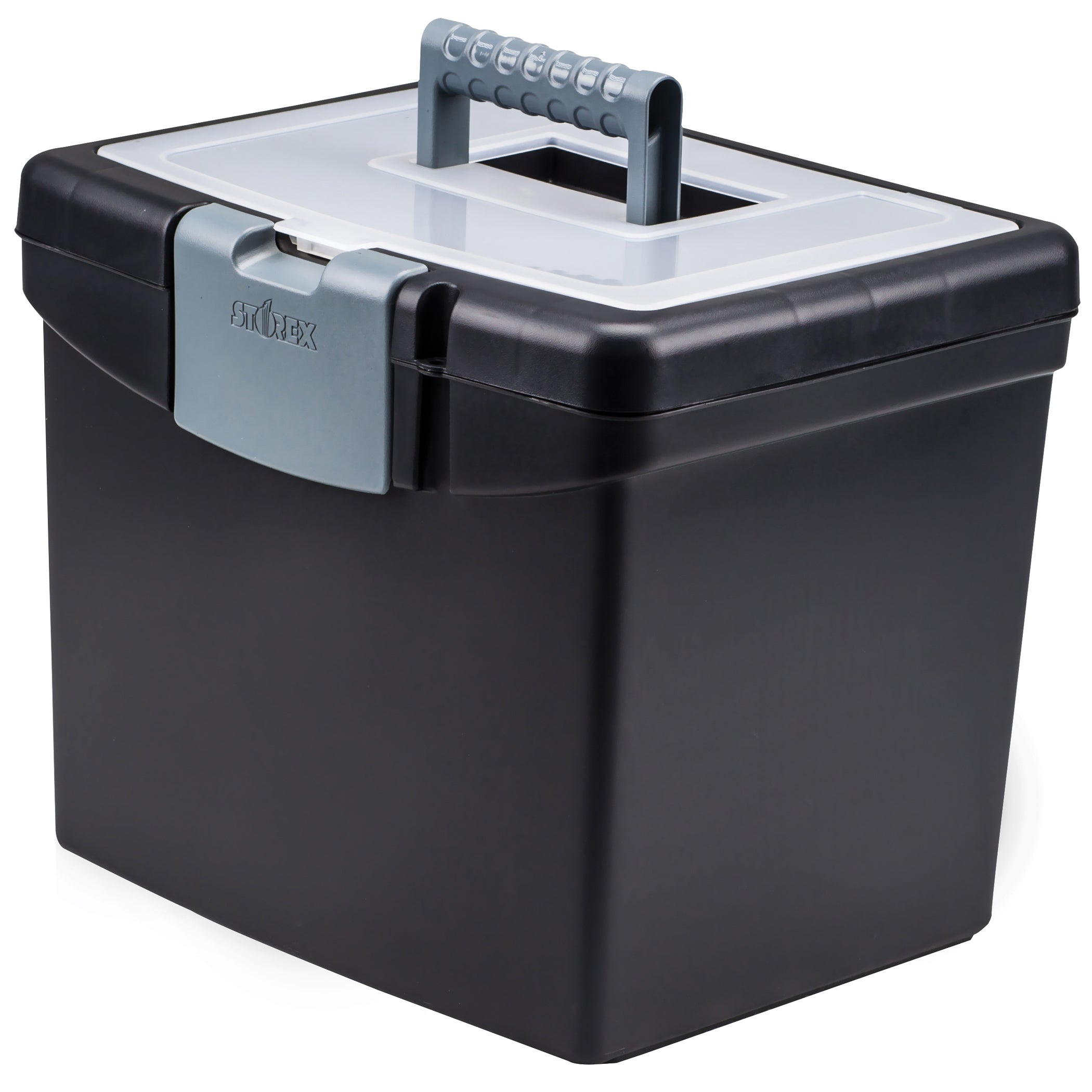 Portable File Box with XL Storage Lid, Black