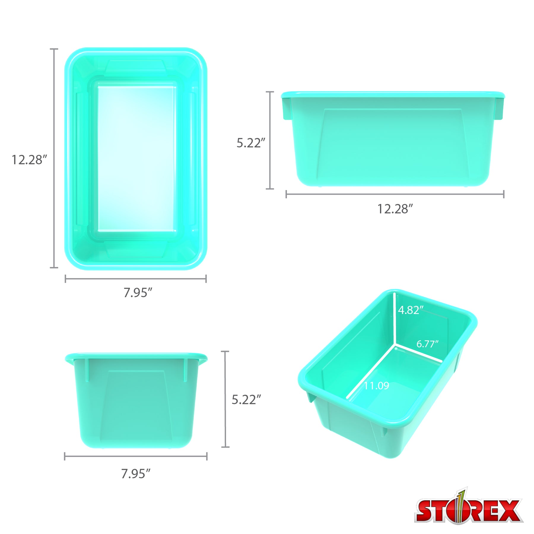 Small Cubby Bin, Teal, Pack of 5