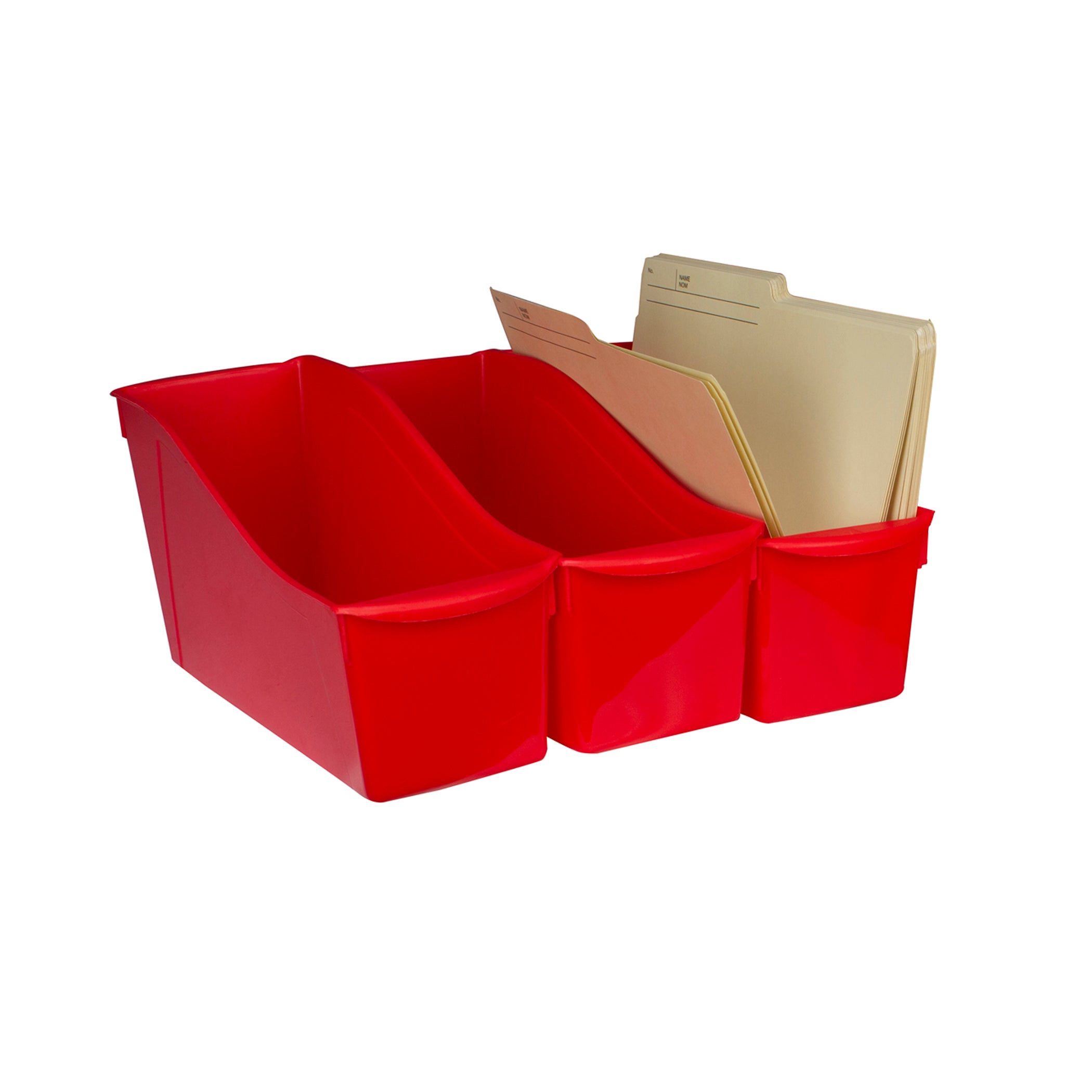 Large Book Bin, Red, Pack of 6