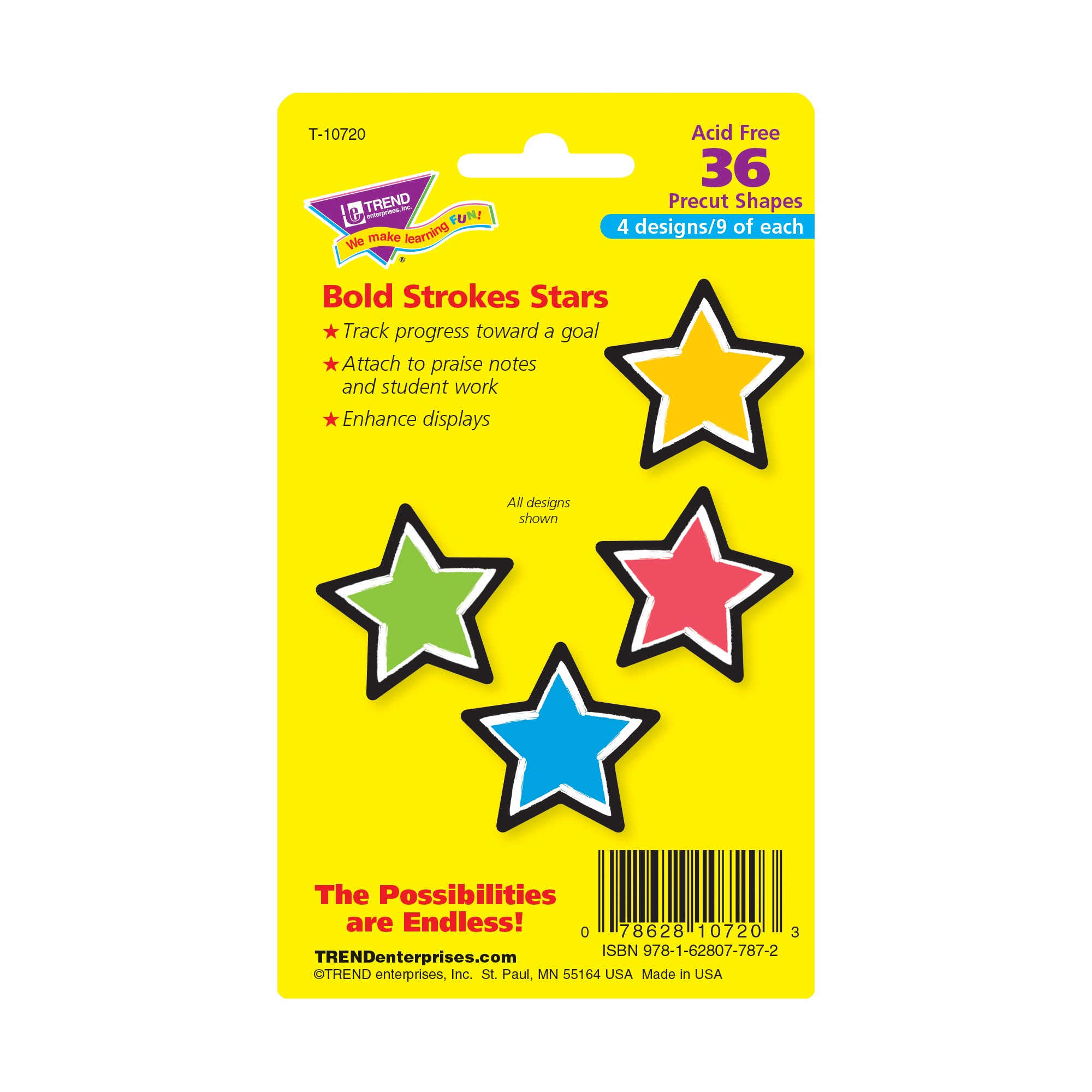 Bold Strokes Stars Mini Accents Variety Pack, 36 Per Pack, 6 Packs - A1 School Supplies