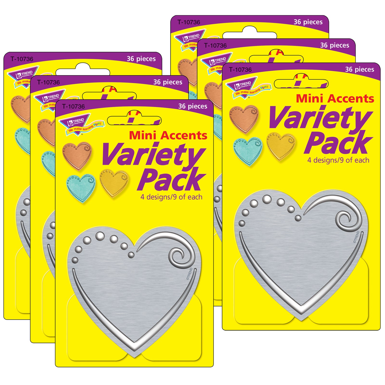 I ♥ Metal™ Hearts Mini Accents Variety Pack, 36 Per Pack, 6 Packs