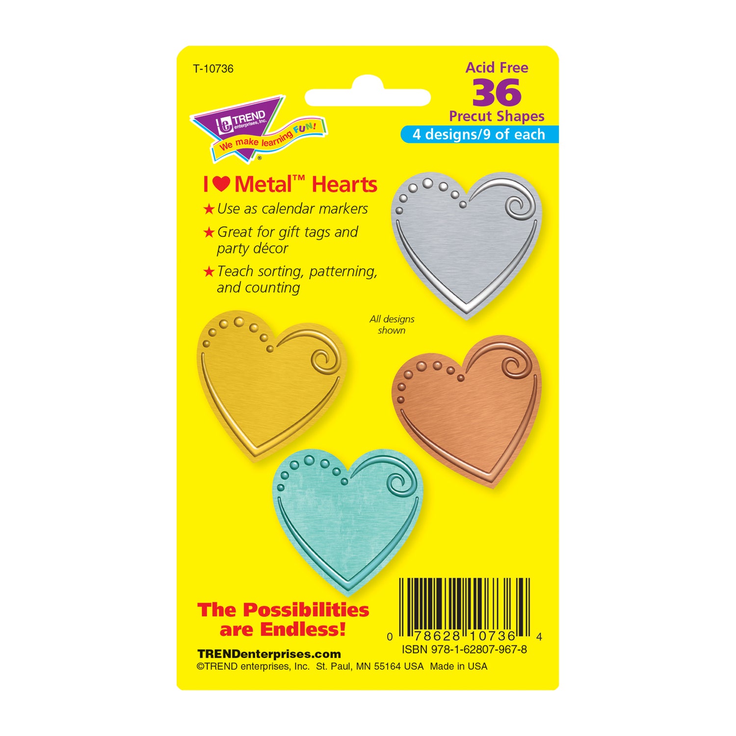 I ♥ Metal™ Hearts Mini Accents Variety Pack, 36 Per Pack, 6 Packs