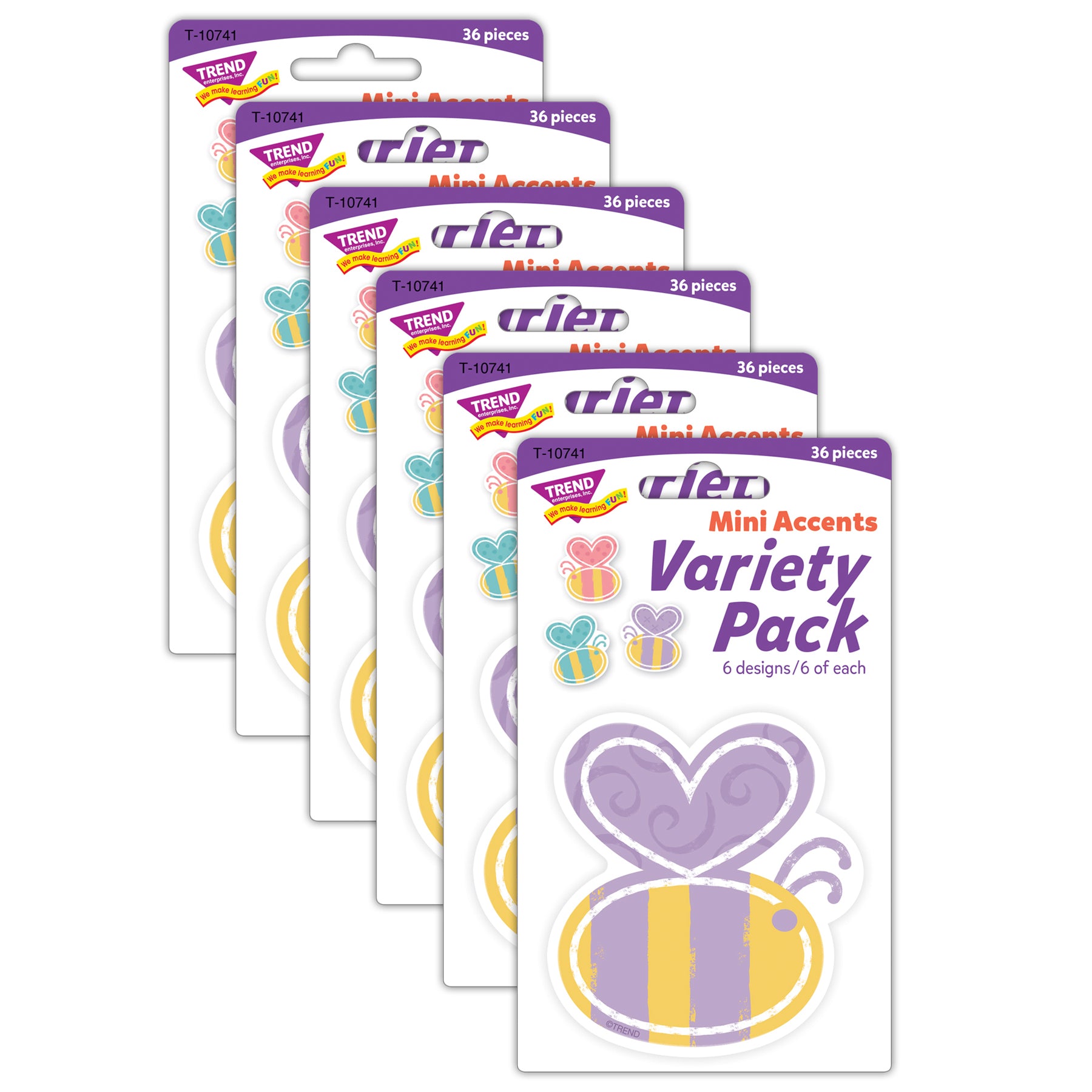 Garden Bees Mini Accents Variety Pack, 36 Per Pack, 6 Packs