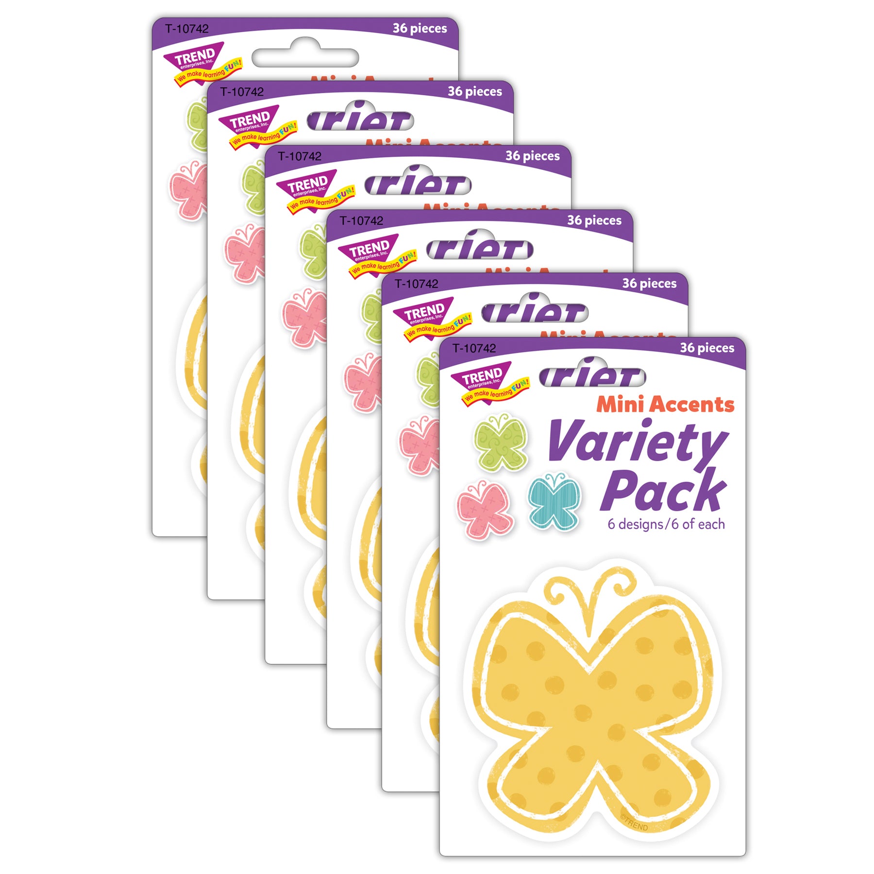 Garden Butterflies Mini Accents Variety Pack, 36 Per Pack, 6 Packs