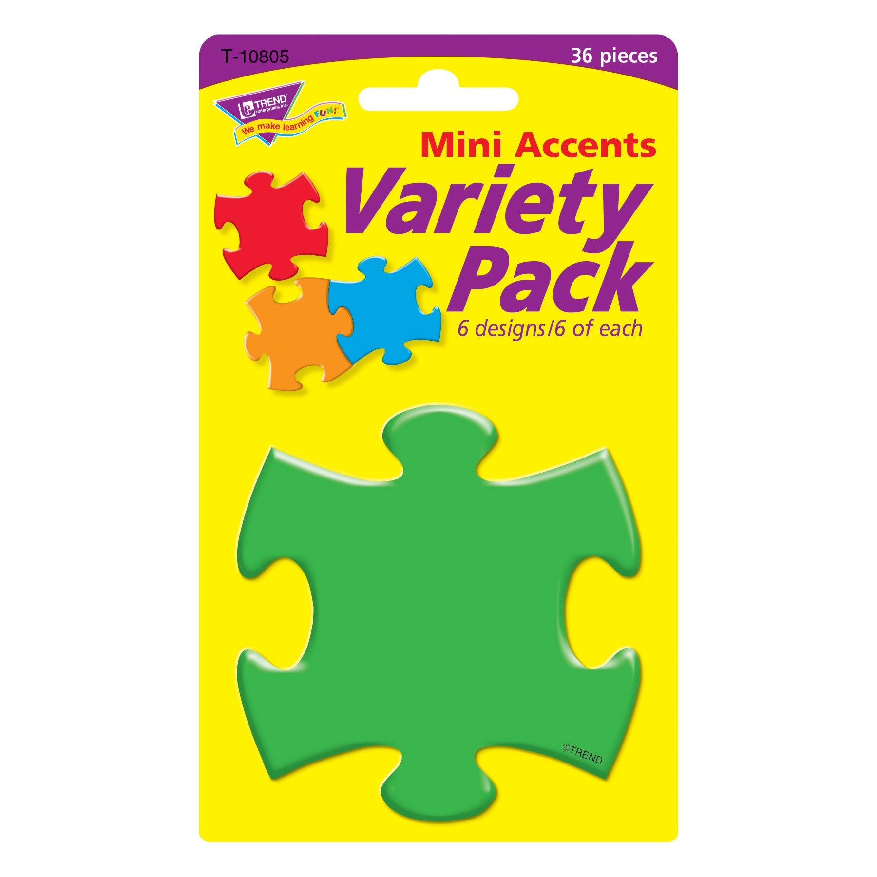 Puzzle Pieces Mini Accents Variety Pack, 36 Per Pack, 6 Packs