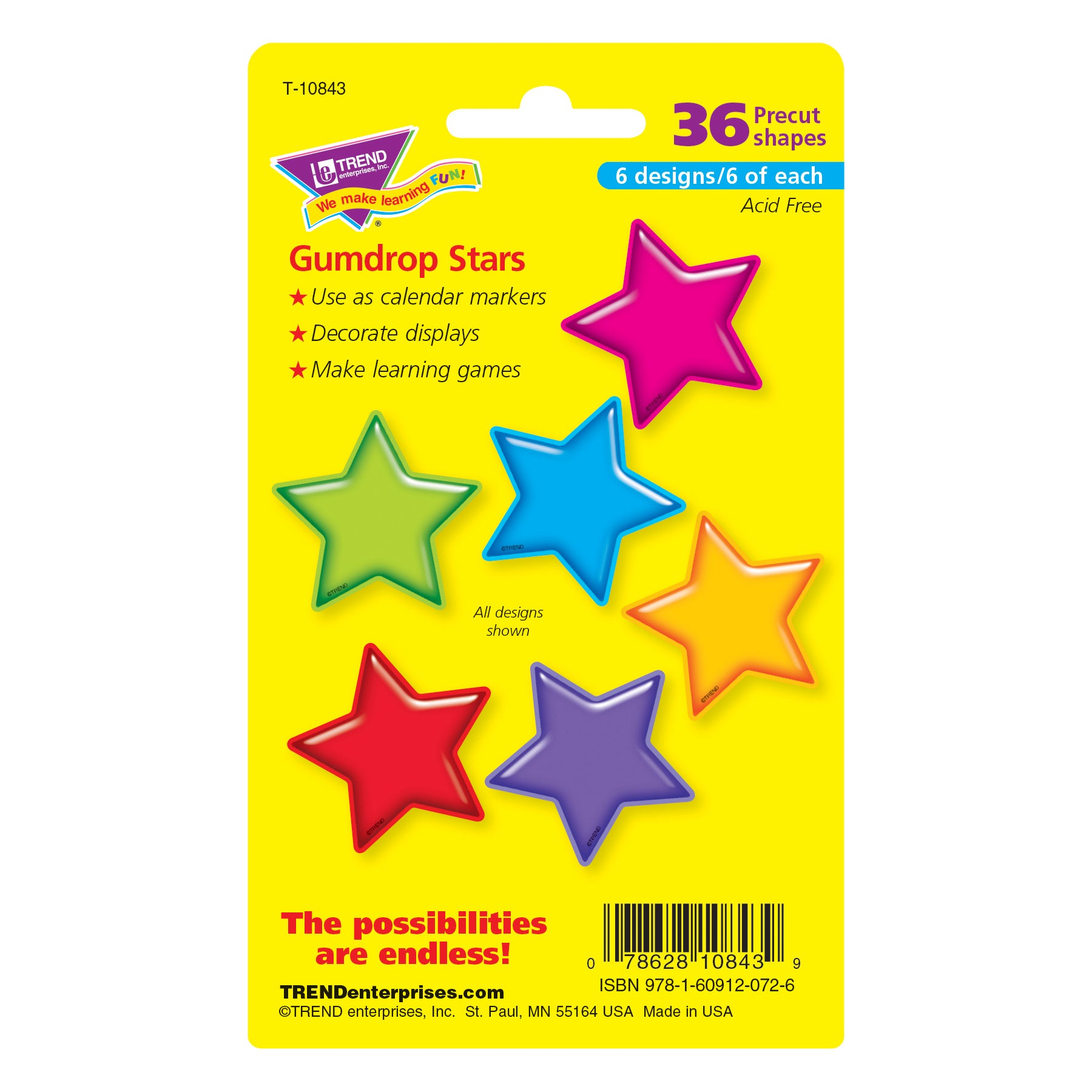 Gumdrop Stars Mini Accents Variety Pack, 36 Per Pack, 6 Packs