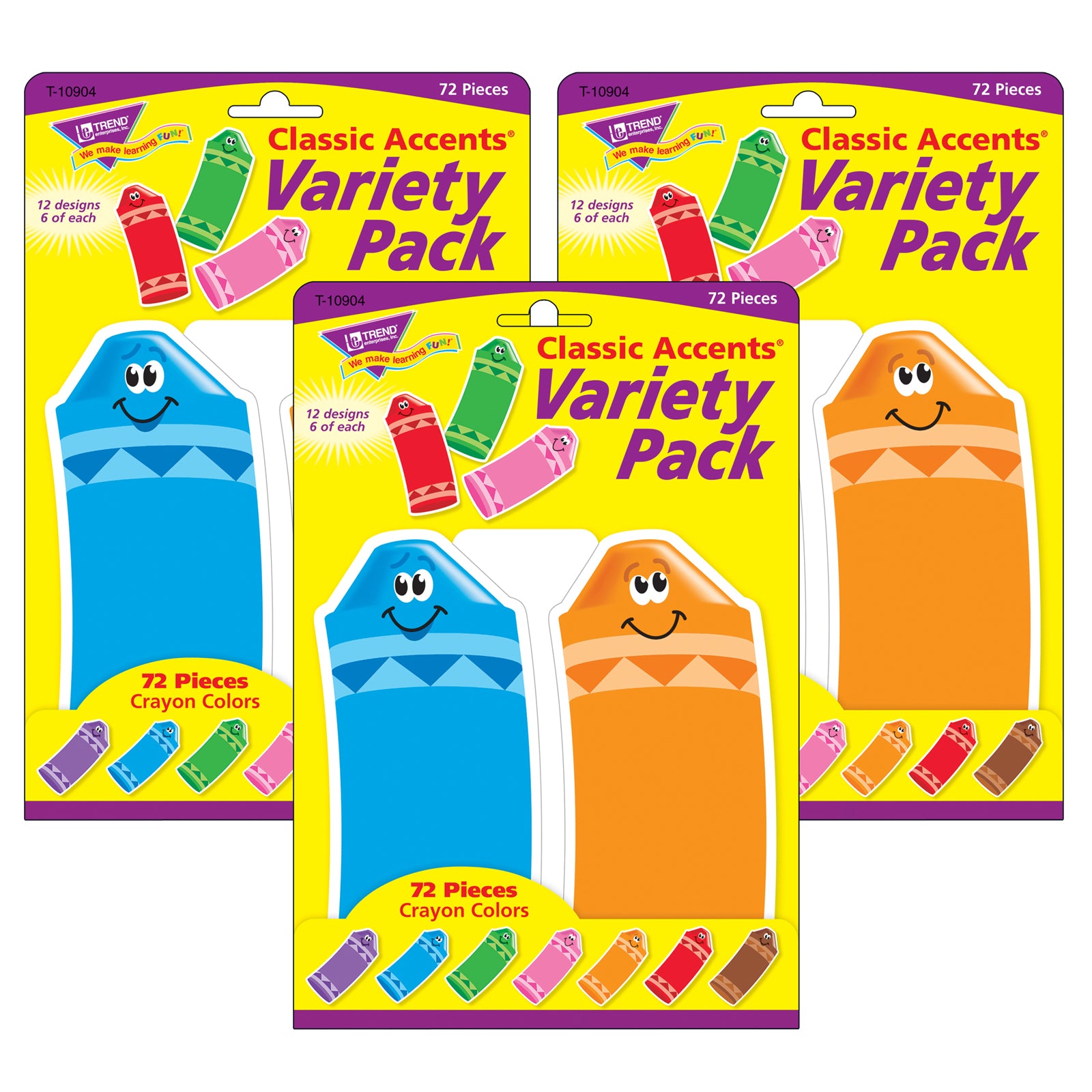 Crayon Colors Classic Accents® Variety Pack, 72 Per Pack, 3 Packs