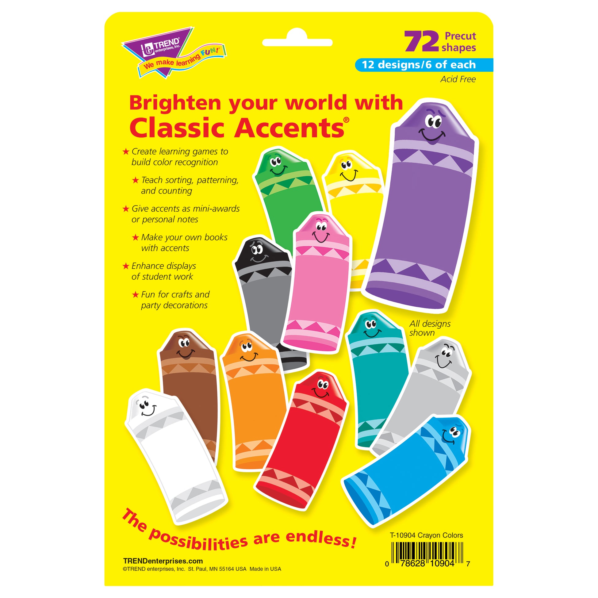 Crayon Colors Classic Accents® Variety Pack, 72 Per Pack, 3 Packs