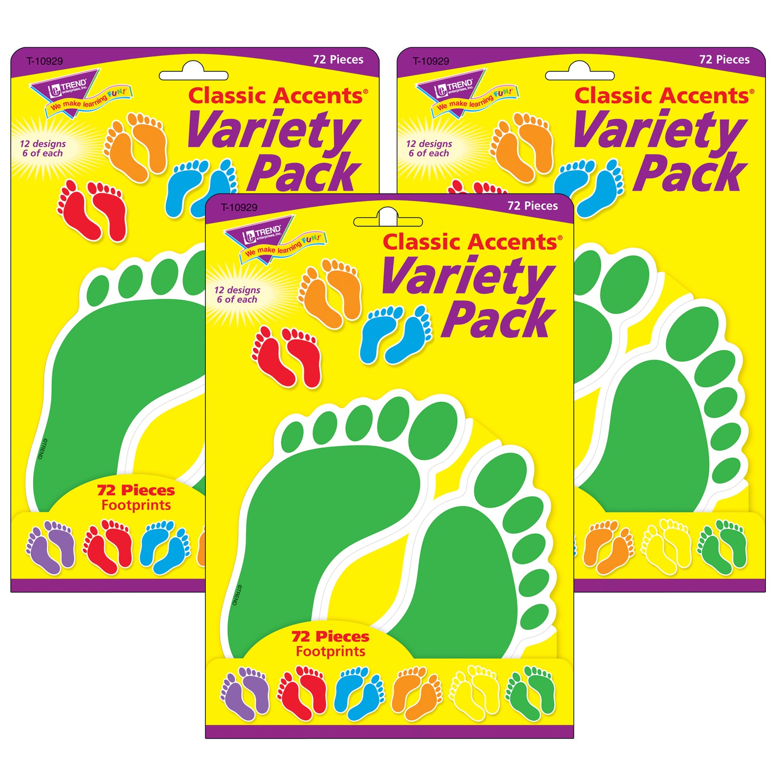 Footprints Classic Accents® Variety Pack, 36 Per Pack, 3 Packs