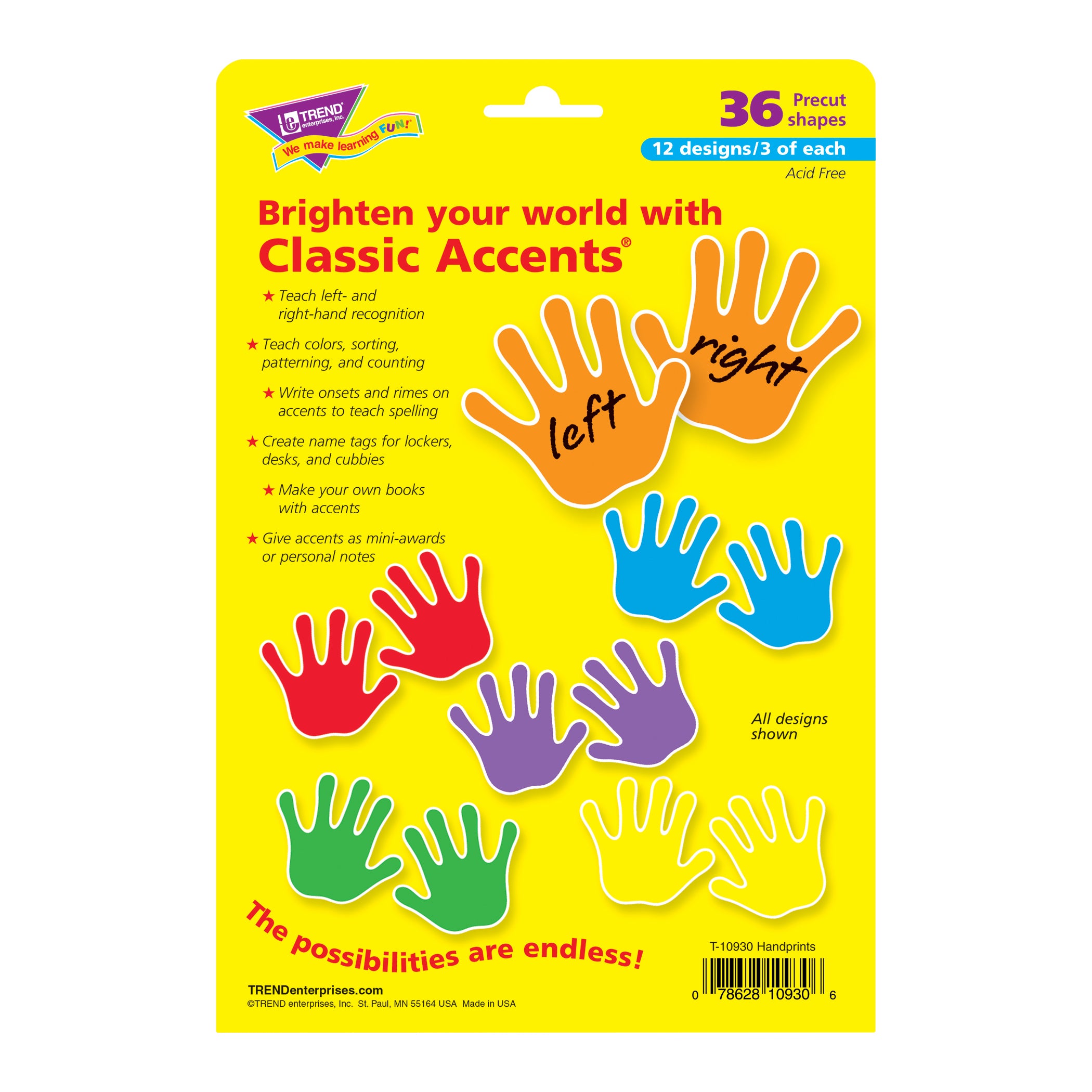 Handprints Classic Accents® Variety Pack, 36 Per Pack, 3 Packs