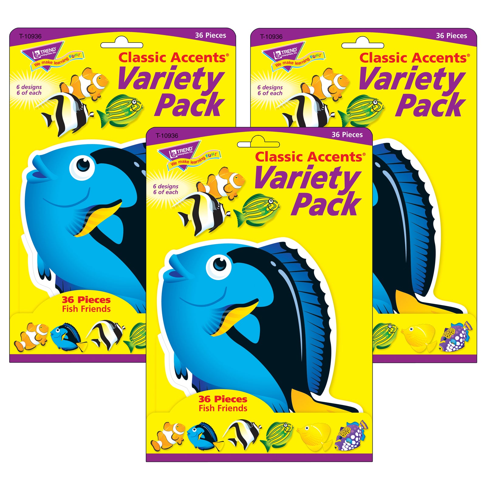 Fish Friends Classic Accents® Variety Pack, 36 Per Pack, 3 Packs