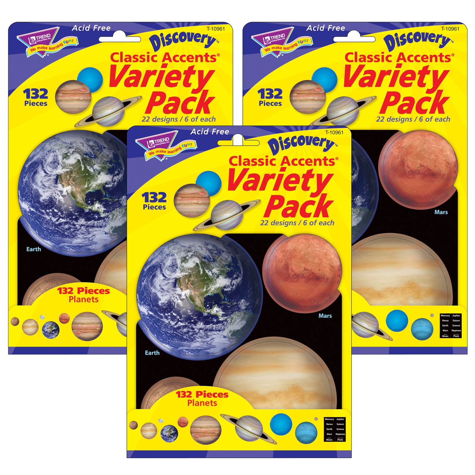 Planets Classic Accents® Variety Pack, 132 Pieces Per Pack, 3 Packs