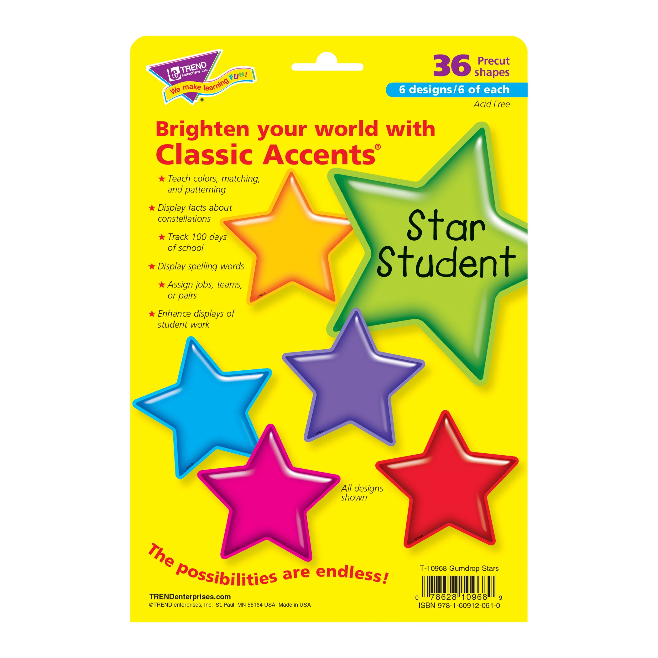 Gumdrop Stars Classic Accents® Variety Pack, 36 Per Pack, 3 Packs