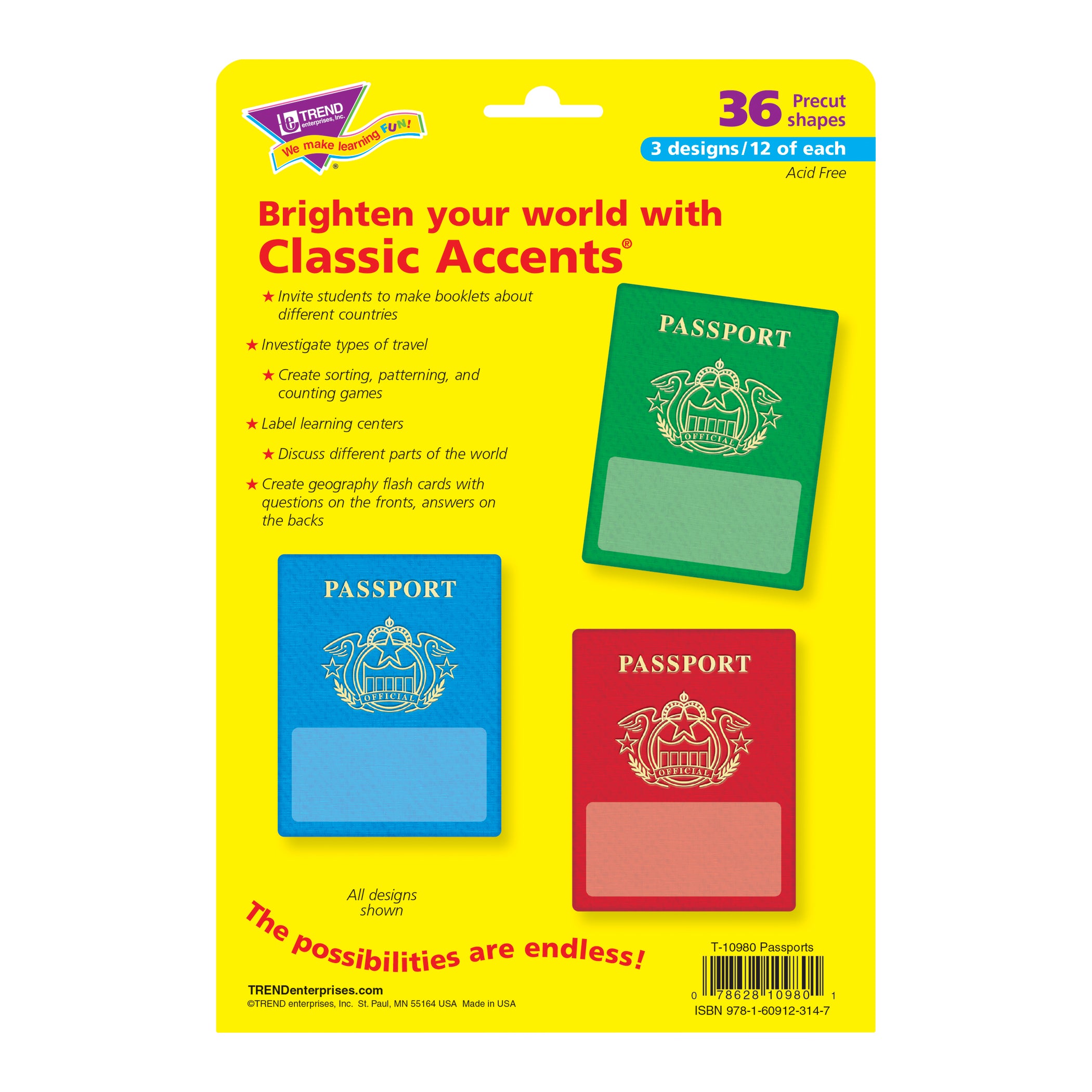 Passports Classic Accents® Variety Pack, 36 Per Pack, 3 Packs