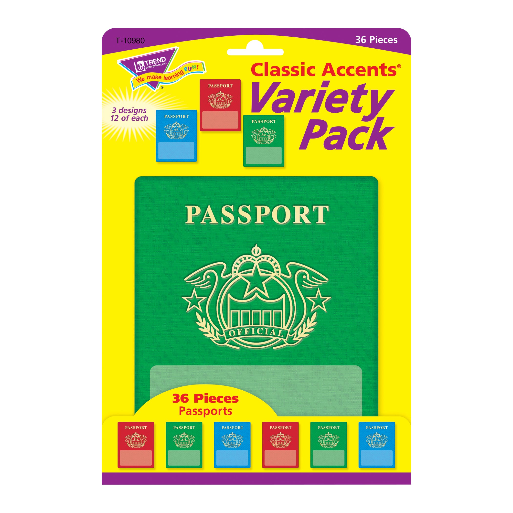 Passports Classic Accents® Variety Pack, 36 Per Pack, 3 Packs