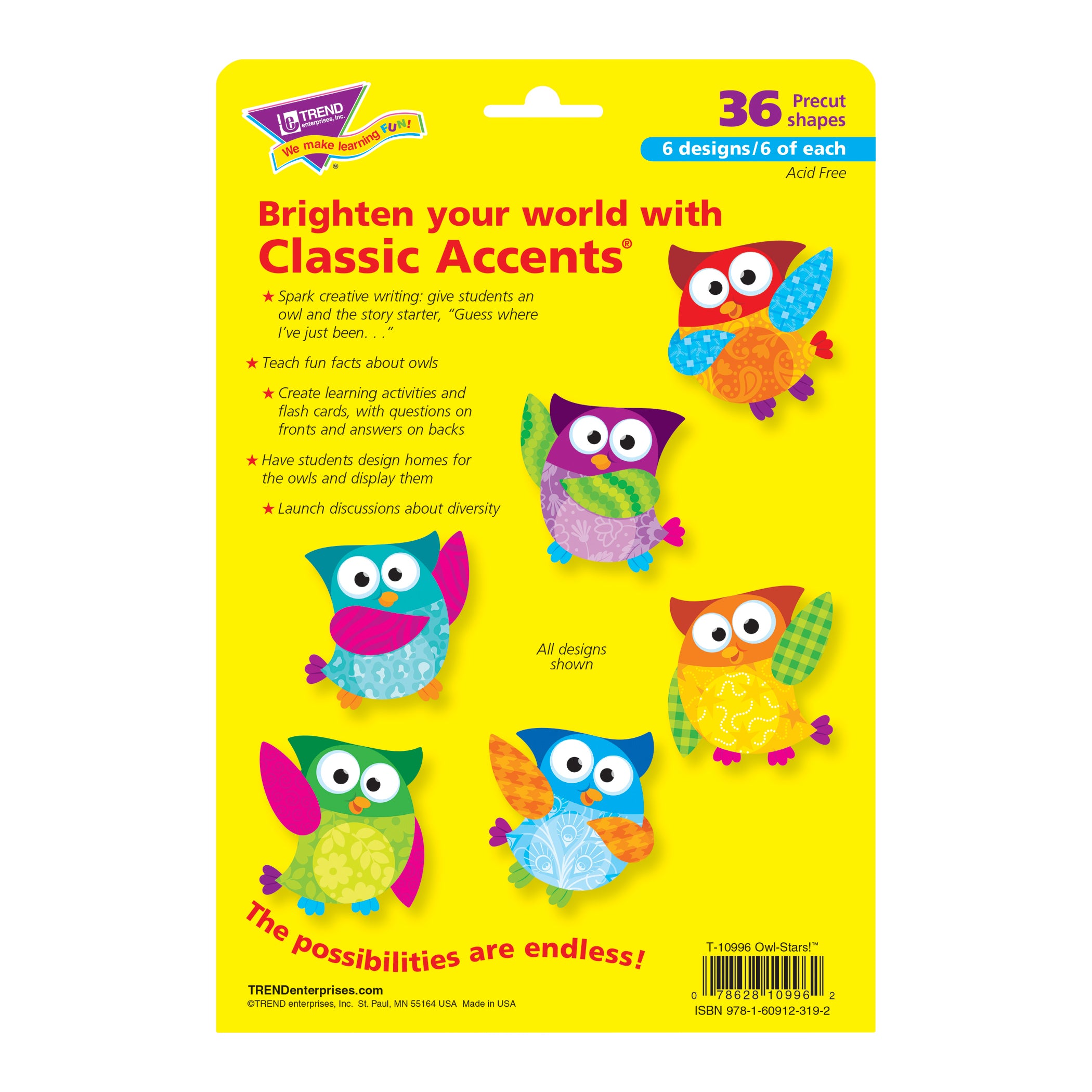 Owl-Stars!® Classic Accents® Variety Pack, 36 Per Pack, 3 Packs