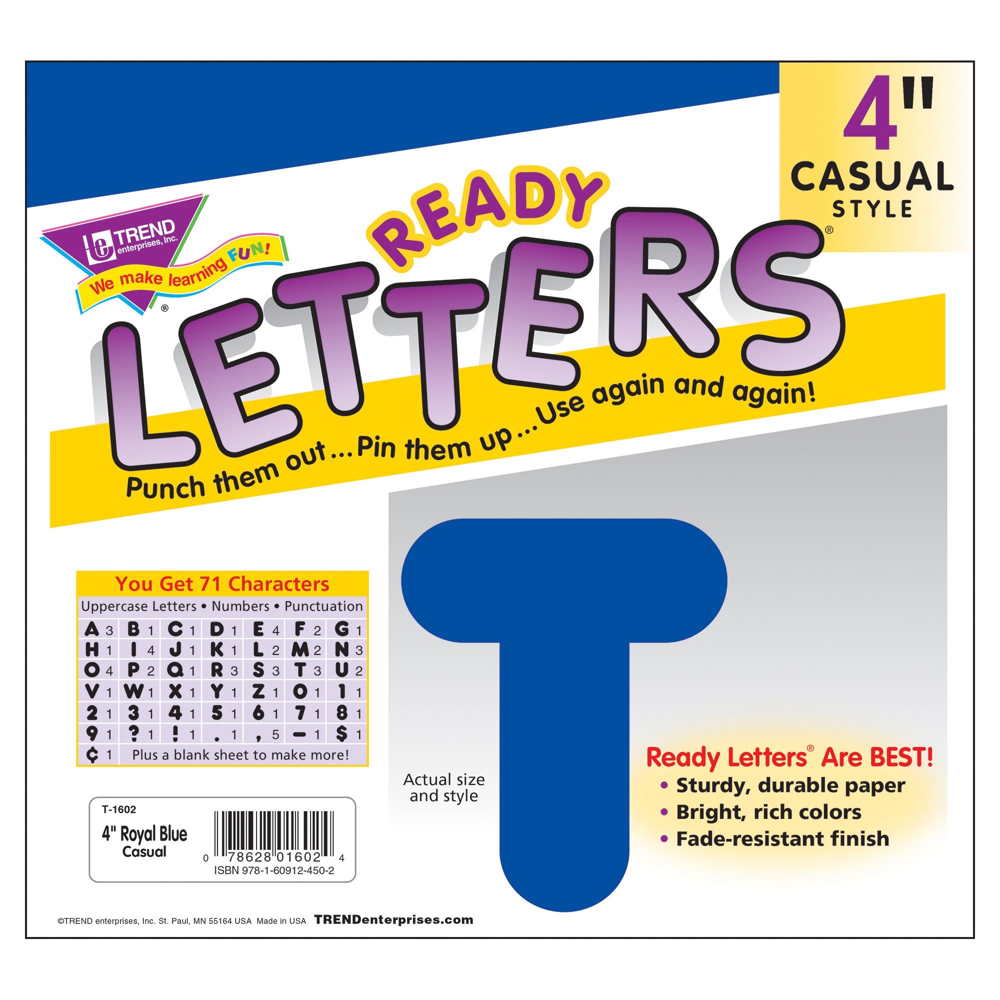 Royal Blue 4" Casual Uppercase Ready Letters®, 6 Packs