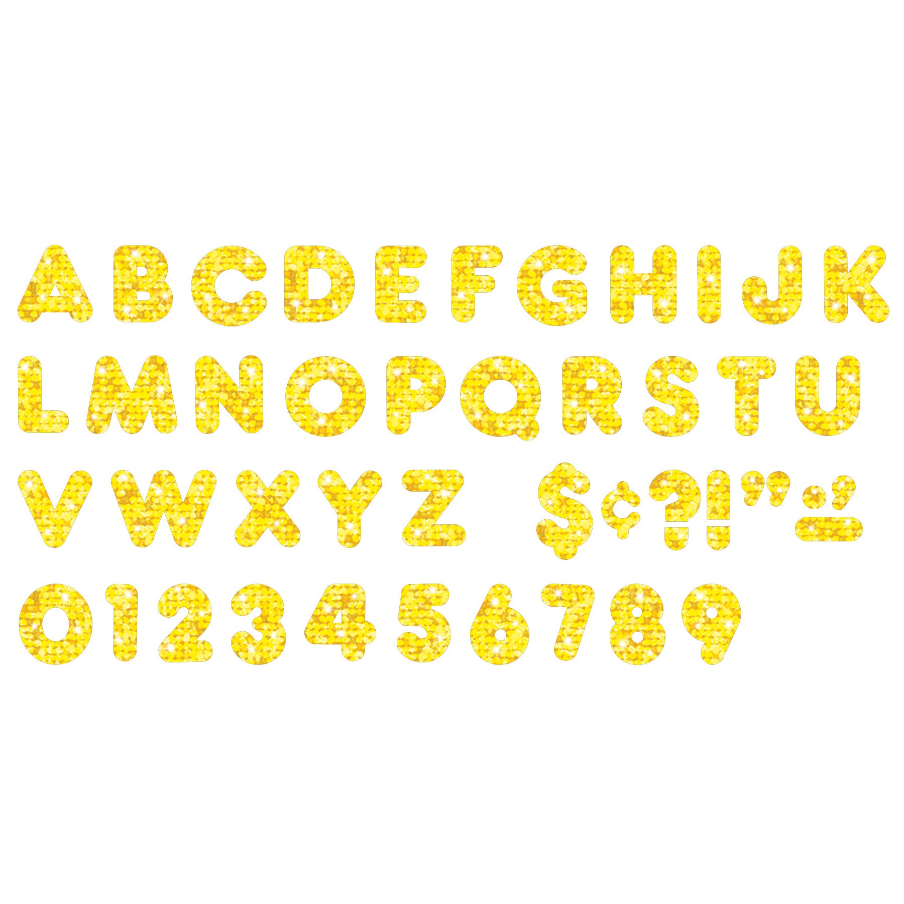 Yellow Sparkle 4" Casual Uppercase Ready Letters®, 71 Per Pack, 3 Packs