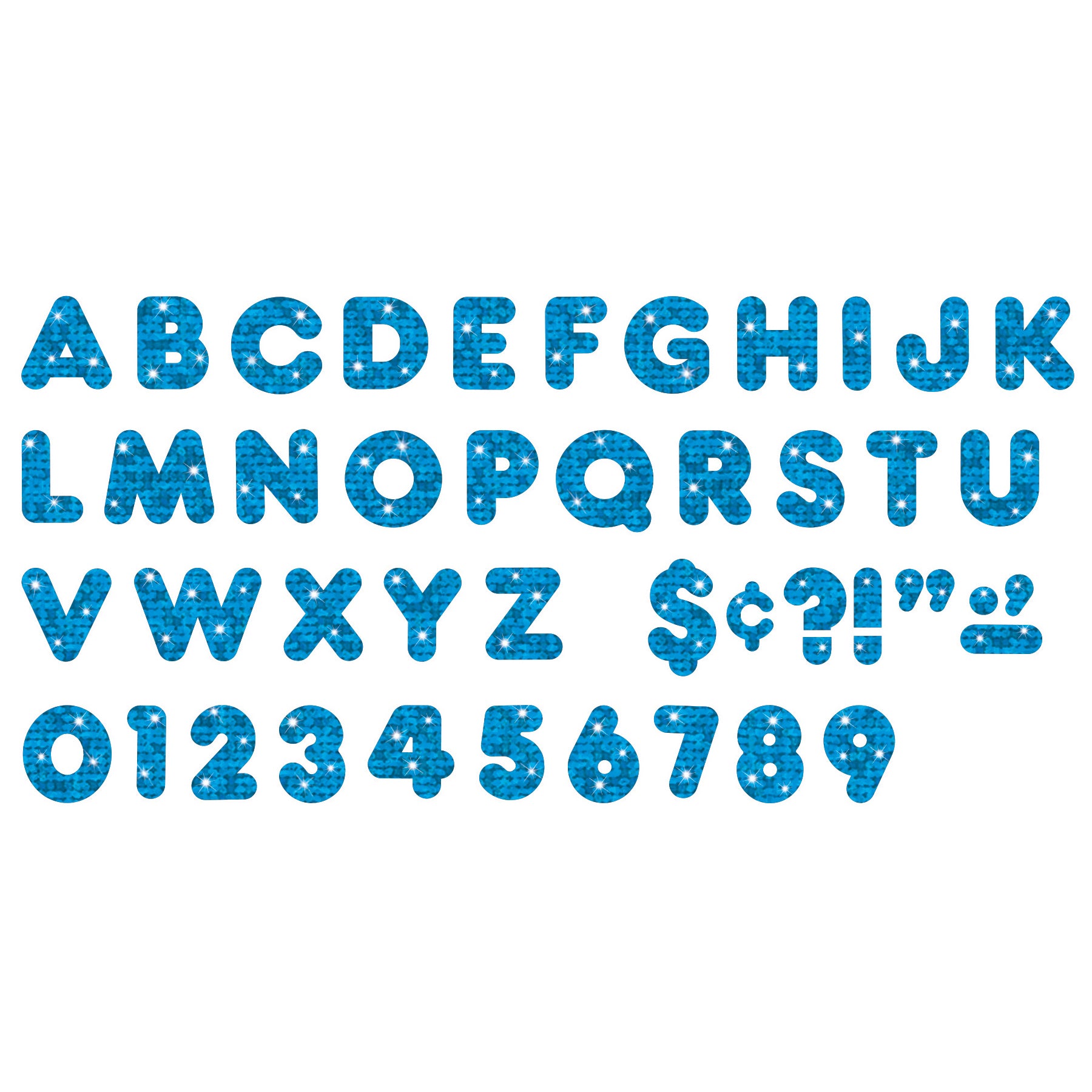 Blue Sparkle 4" Casual Uppercase Ready Letters®, 71 Per Pack, 3 Packs