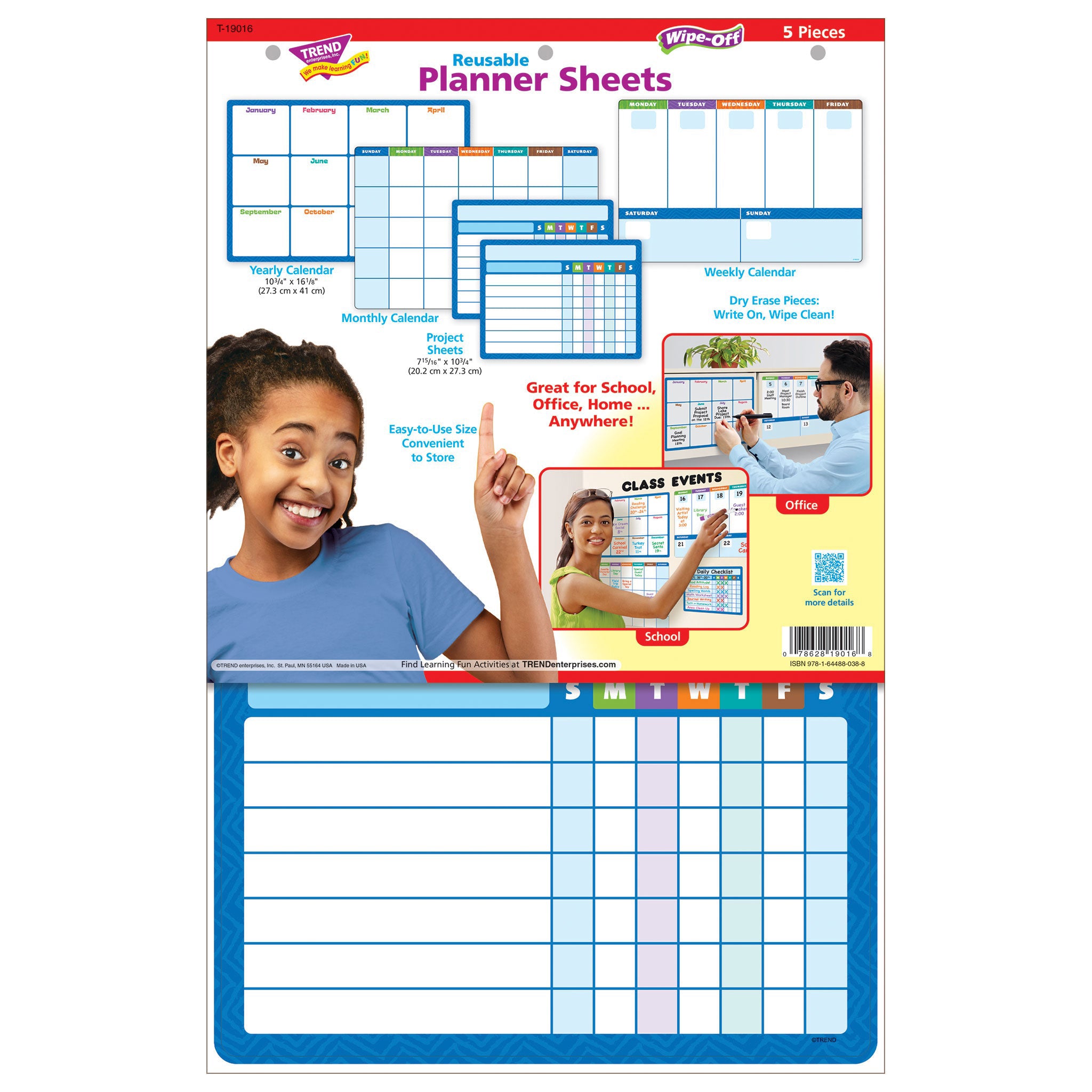 Wipe-Off Planner Sheets, 5 Per Set, 2 Sets