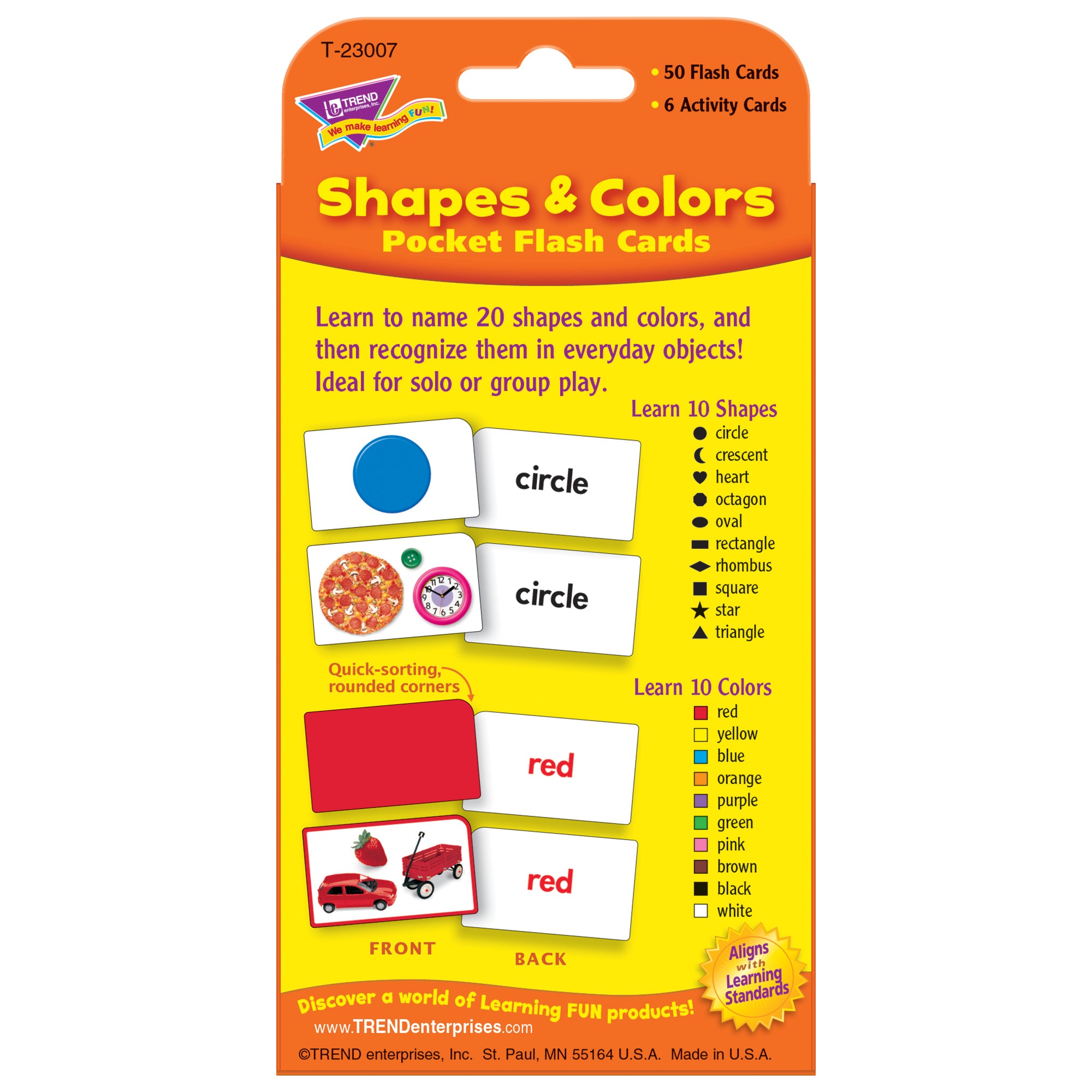 Shapes & Colors Pocket Flash Cards, 6 Packs