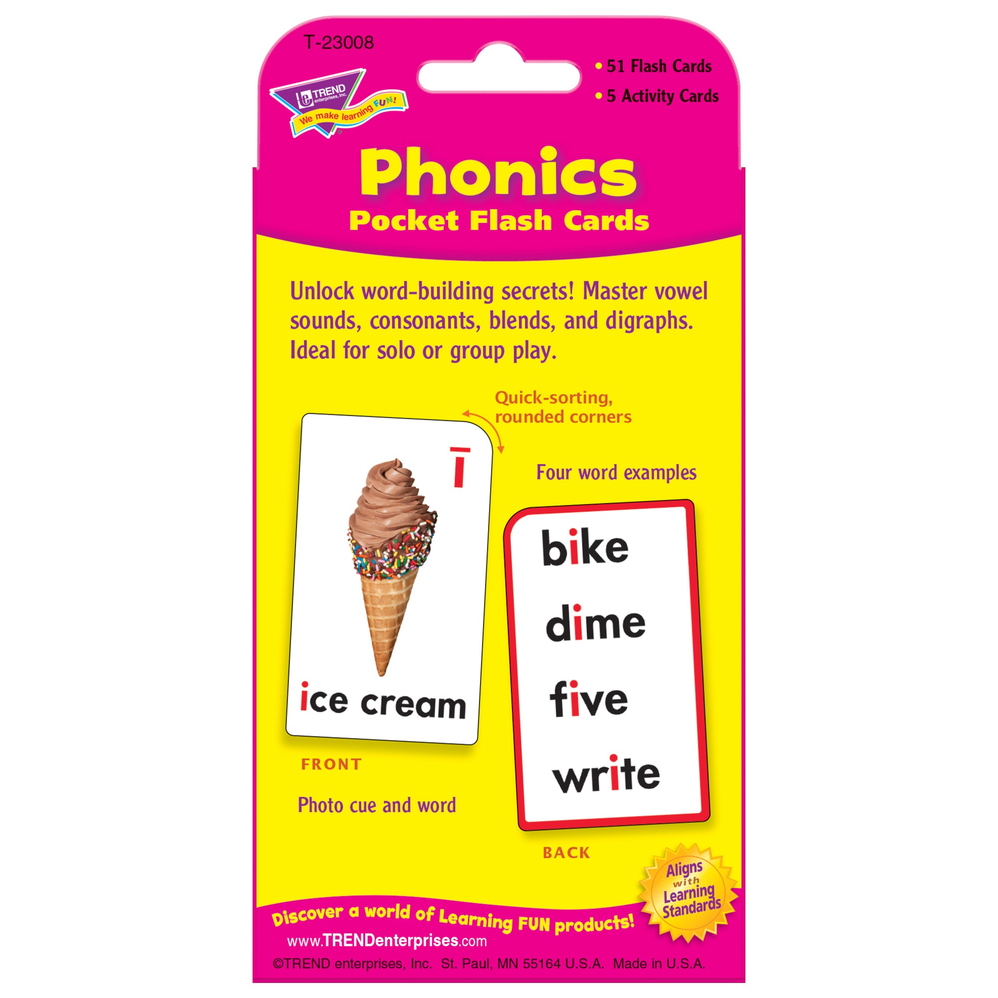 Phonics Pocket Flash Cards, 6 Packs