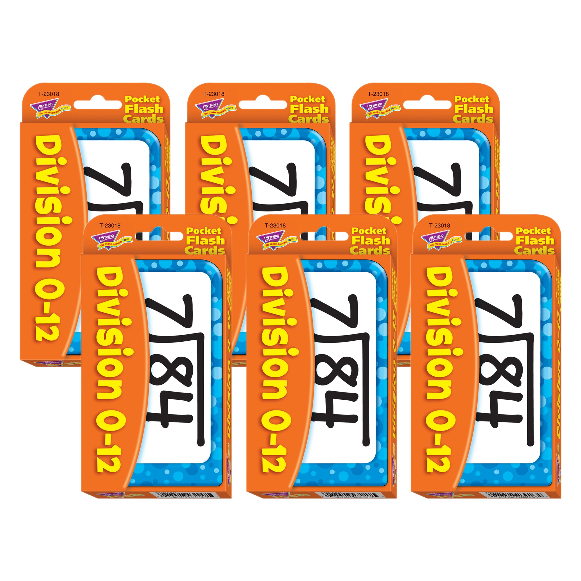 Division 0-12 Pocket Flash Cards, 6 Packs