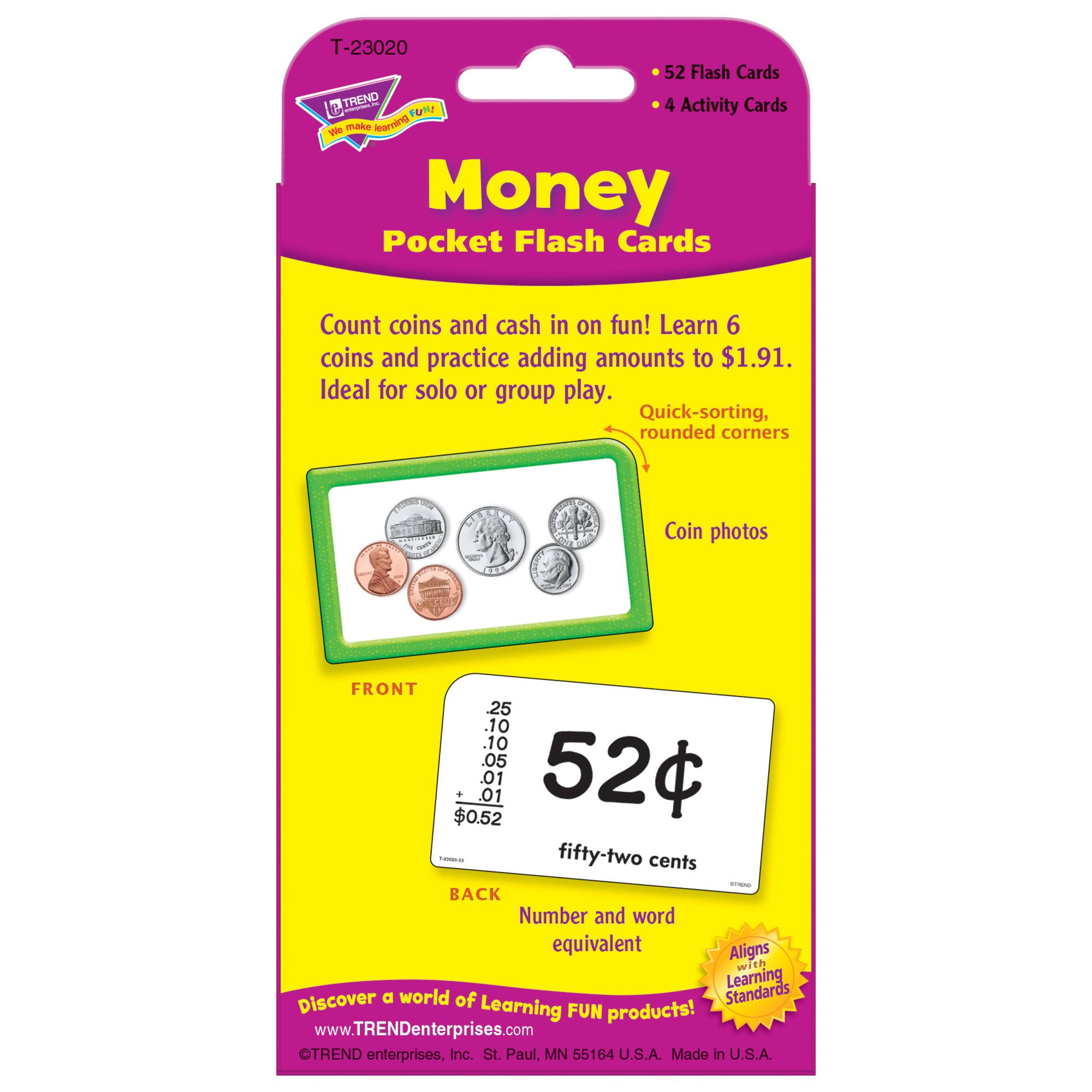 Money Pocket Flash Cards, 6 Packs