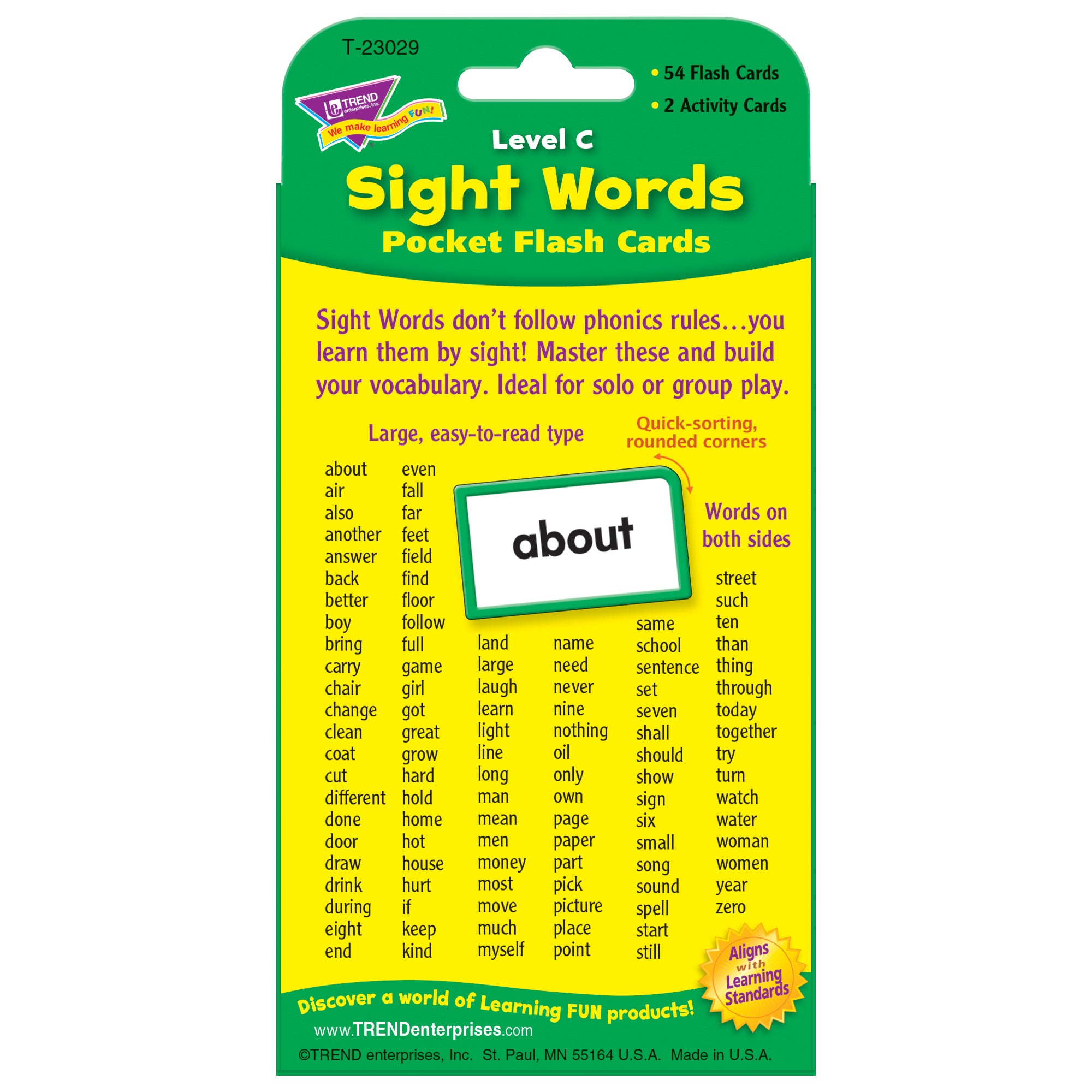 Sight Words – Level C Pocket Flash Cards, 6 Packs