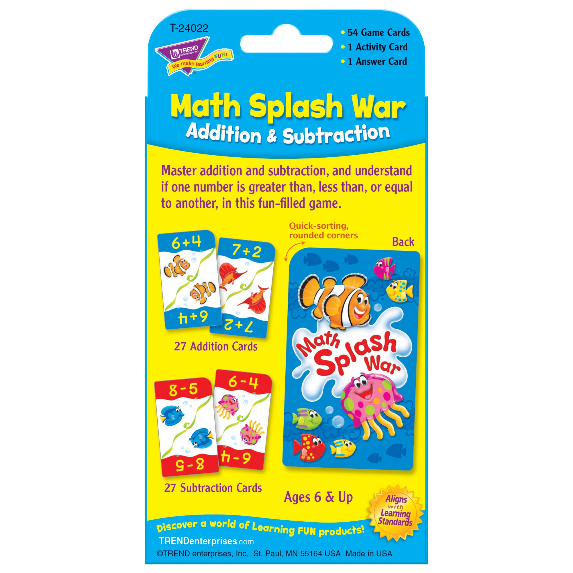 Math Splash War Addition & Subtraction Challenge Cards®, 6 Packs