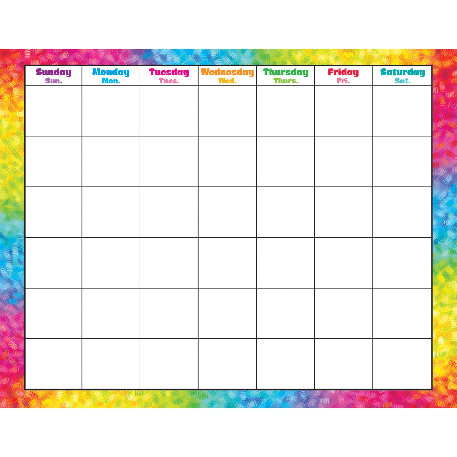 Colorful Brush Strokes Wipe-Off® Calendar, Monthly, Pack of 6