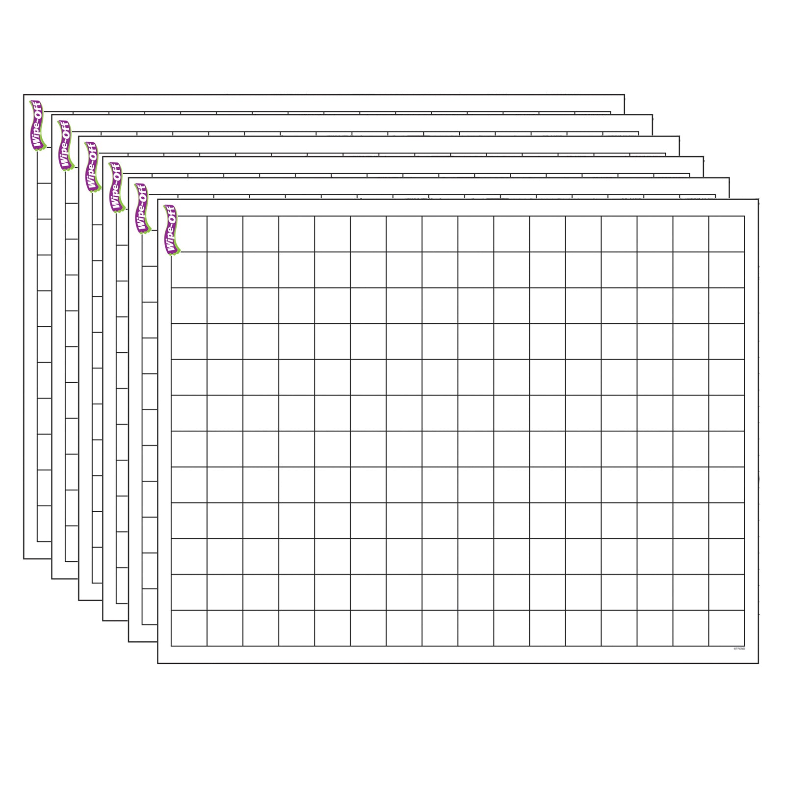 Graphing Grid (Small Squares) Wipe-Off® Chart, 17" x 22", Pack of 6