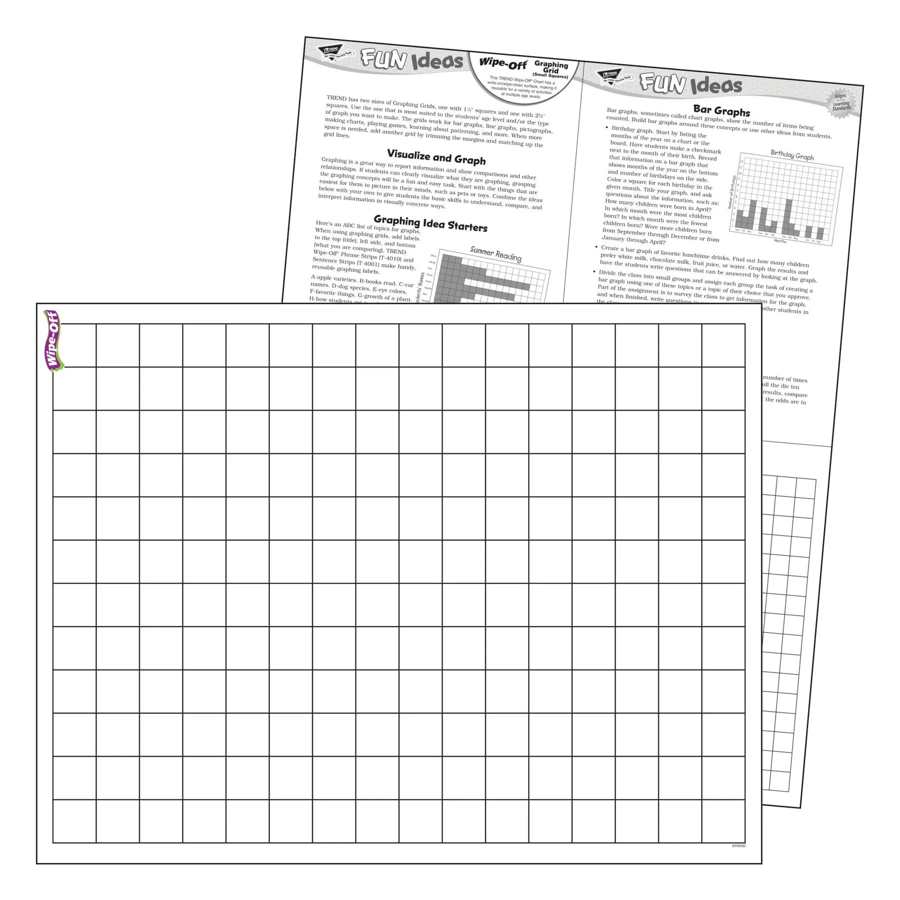 Graphing Grid (Small Squares) Wipe-Off® Chart, 17" x 22", Pack of 6