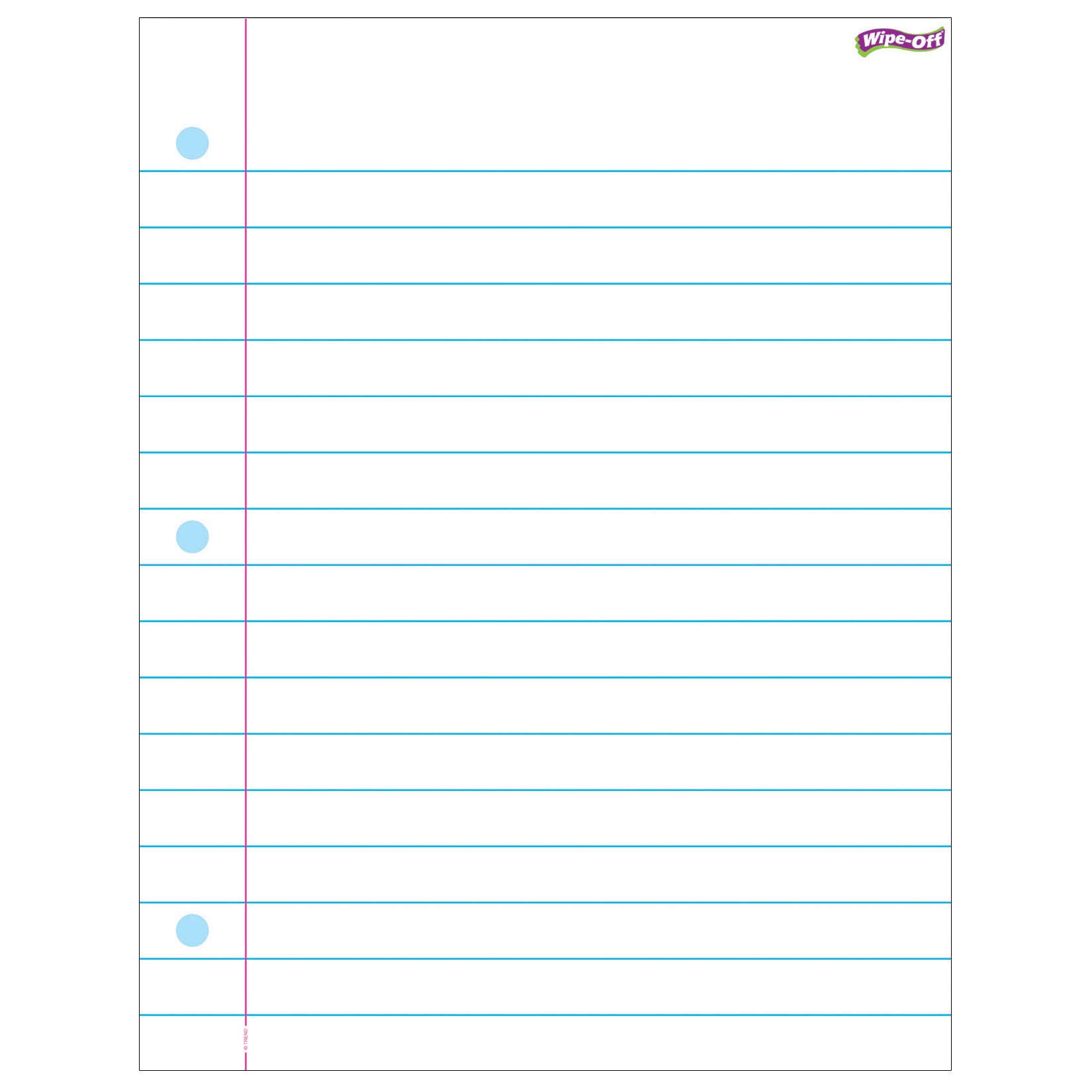 Notebook Paper Wipe-Off® Chart, 17" x 22", Pack of 6