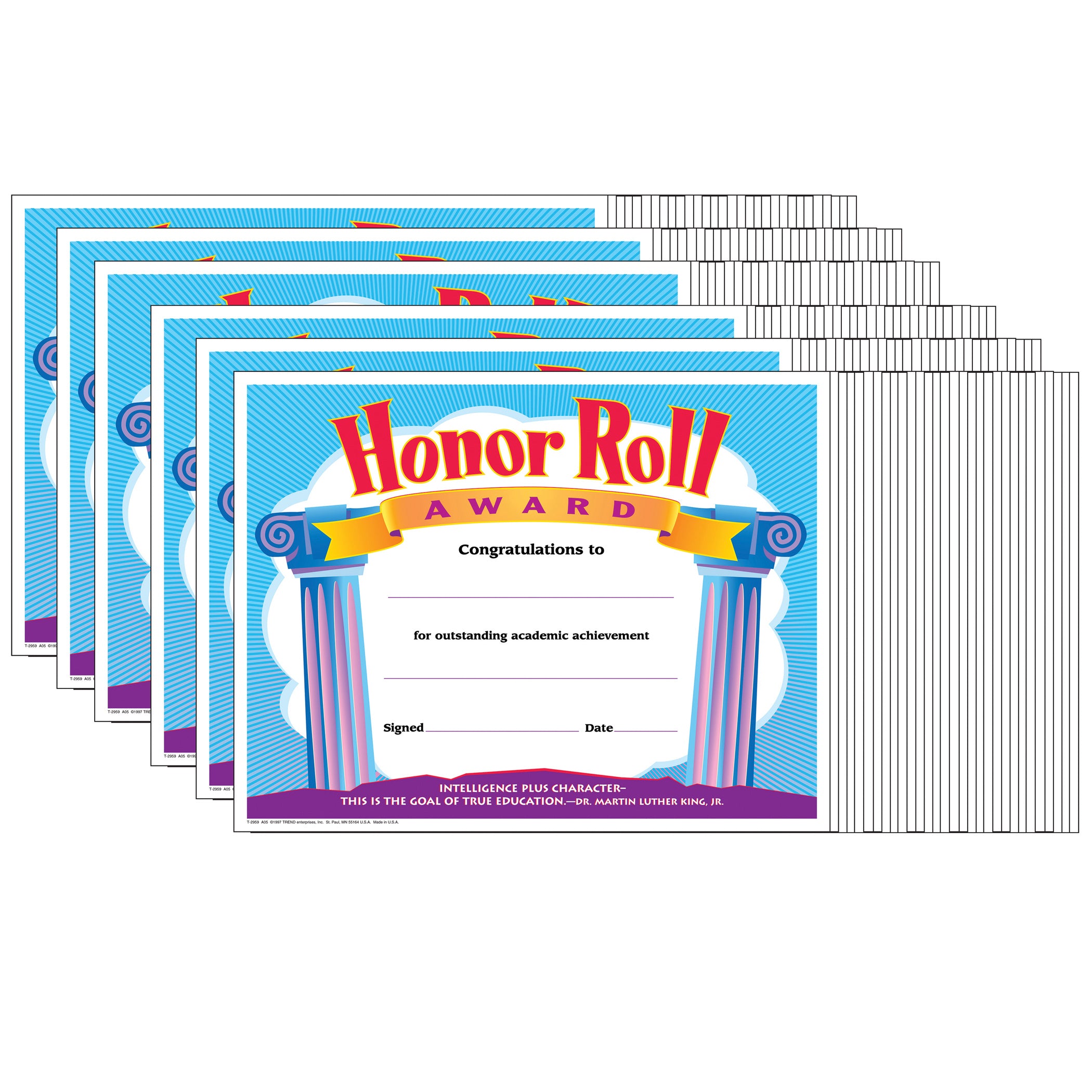 Honor Roll Award Colorful Classics Certificates, 30 Per Pack, 6 Packs