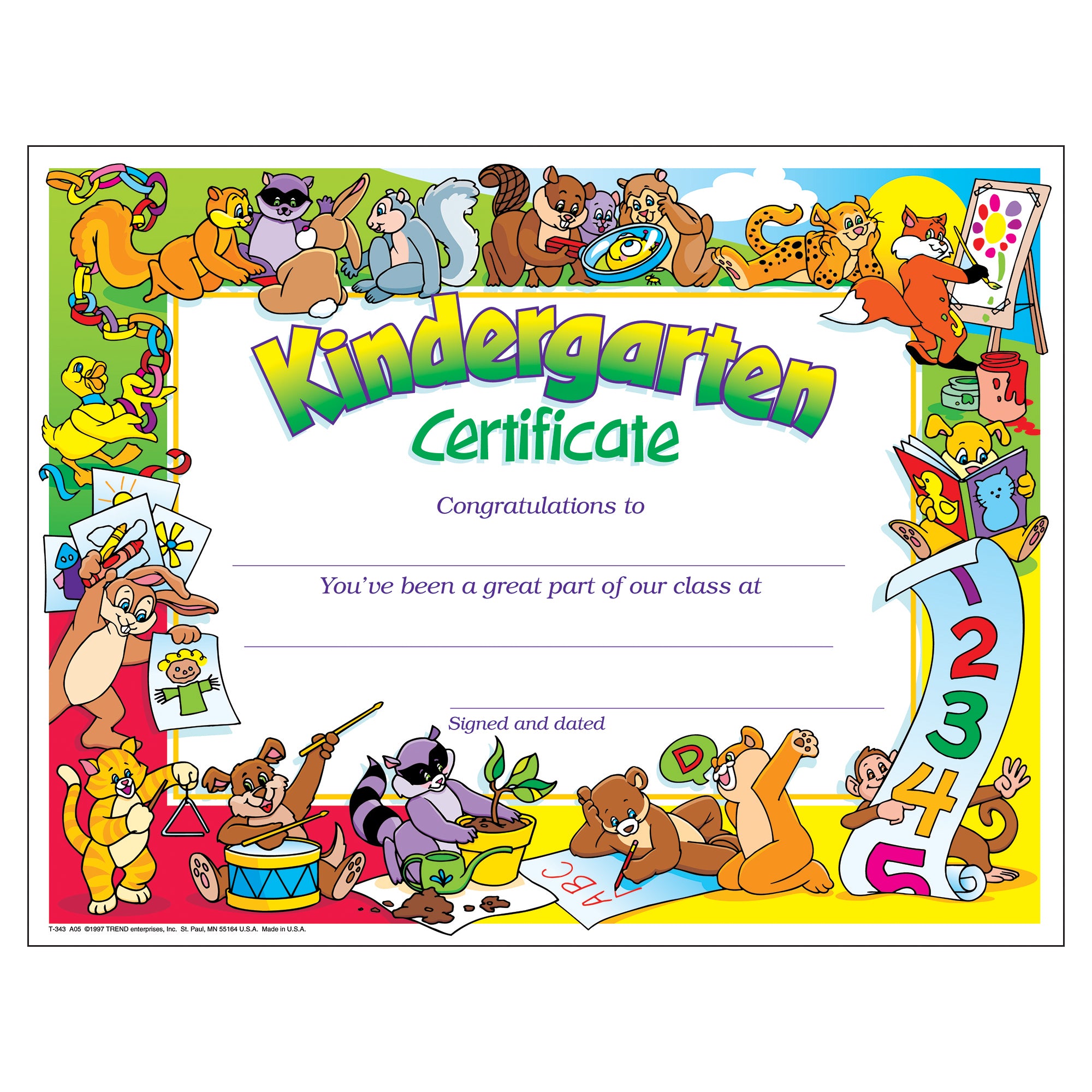 Kindergarten Certificate, 30 Per Pack, 6 Packs