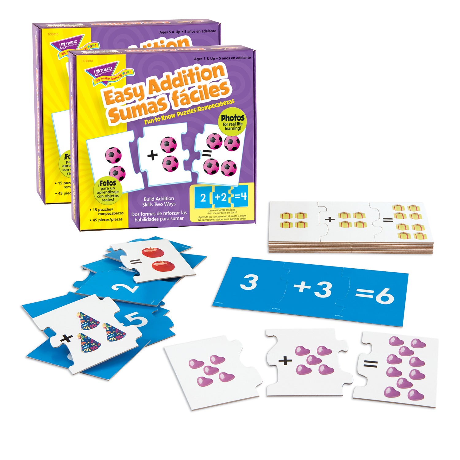 Easy Addition/Sumas faciles Fun-to-Know® Puzzles, Pack of 2