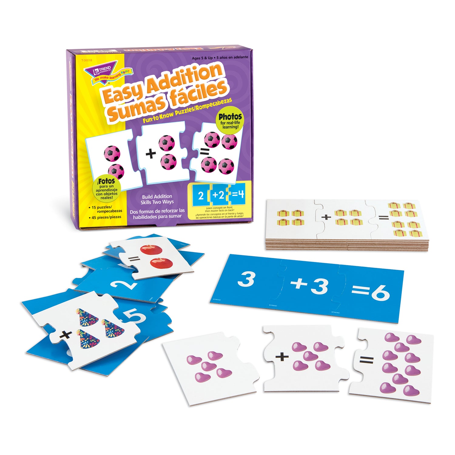 Easy Addition/Sumas faciles Fun-to-Know® Puzzles, Pack of 2