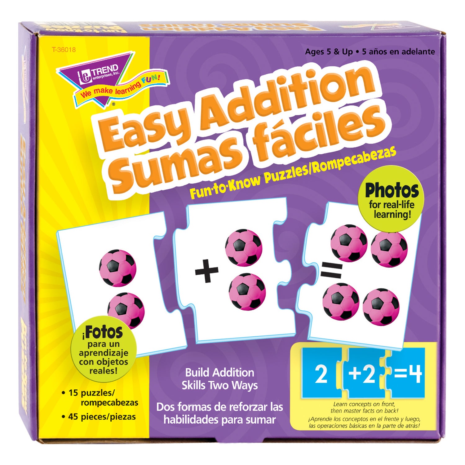 Easy Addition/Sumas faciles Fun-to-Know® Puzzles, Pack of 2