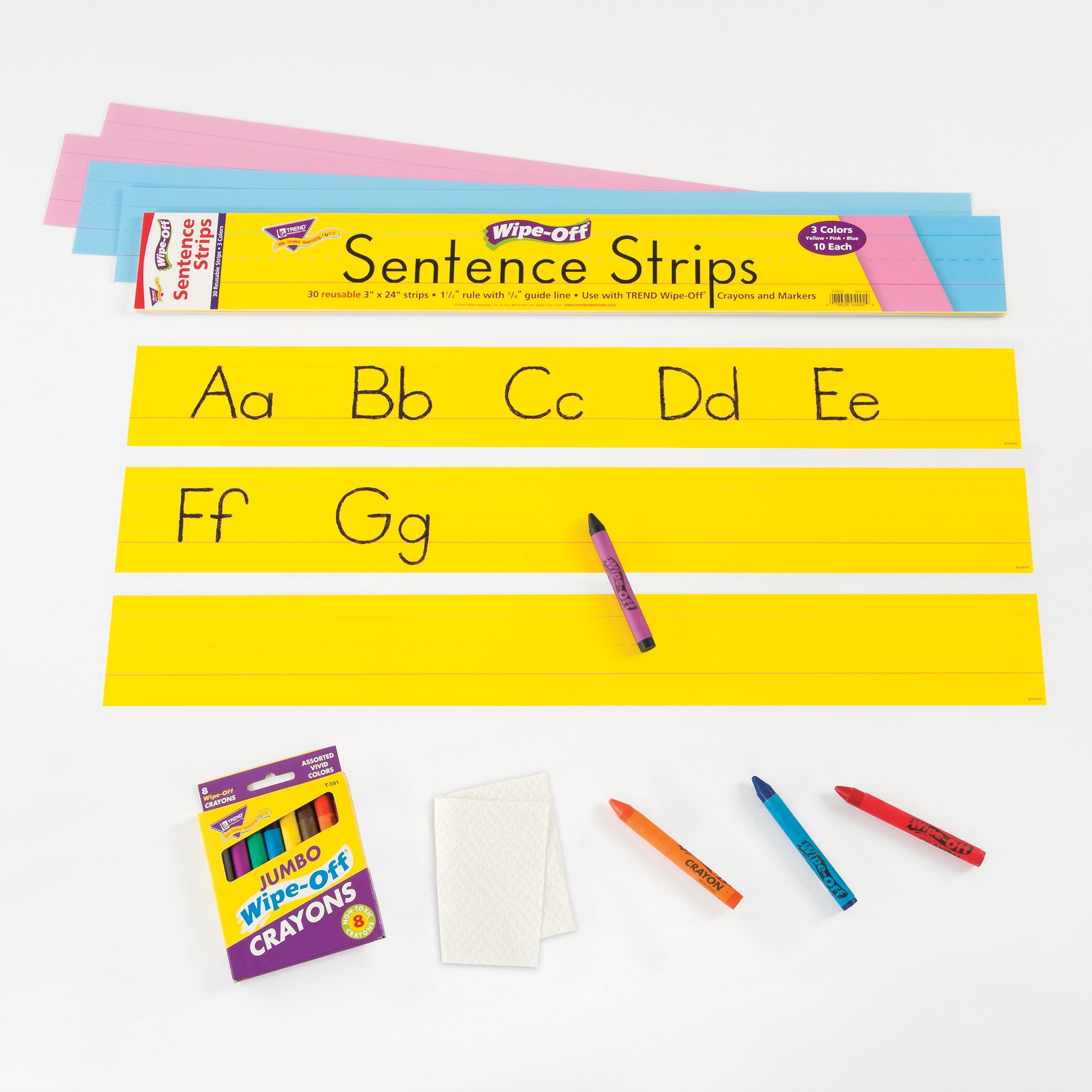 Multicolor Wipe-Off® Sentence Strips, 24", 30 Per Pack, 3 Packs