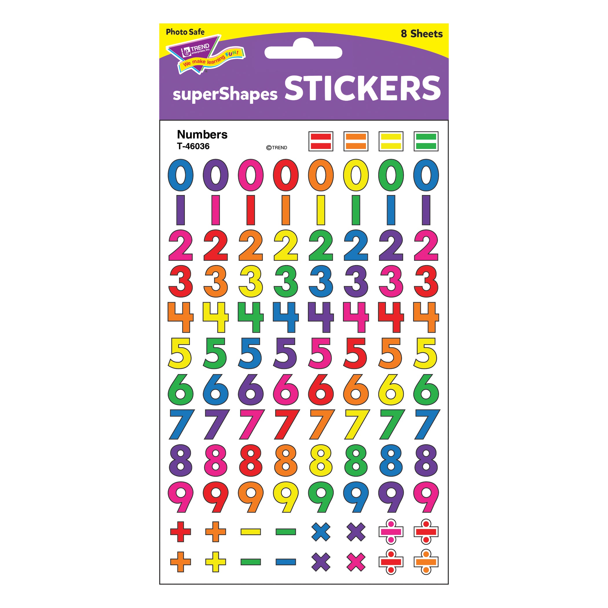 Numbers superShapes Stickers, 800 Per Pack, 6 Packs