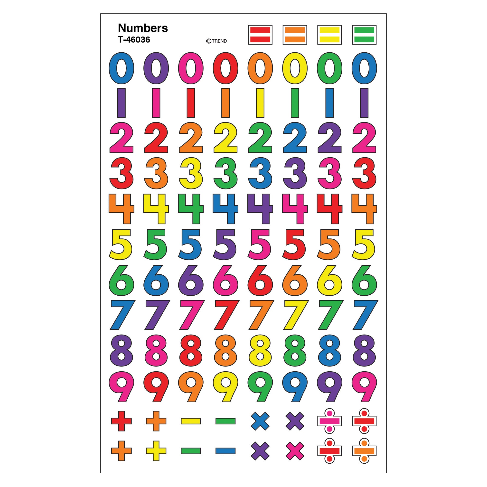 Numbers superShapes Stickers, 800 Per Pack, 6 Packs