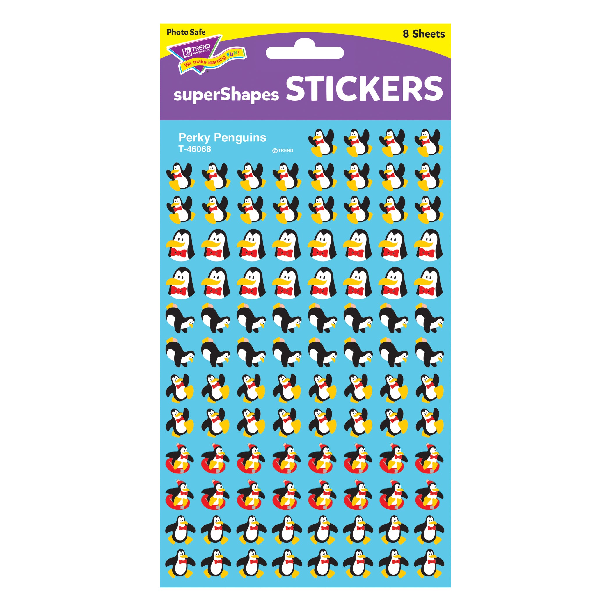 Perky Penguins superShapes Stickers, 800 Per Pack, 6 Packs