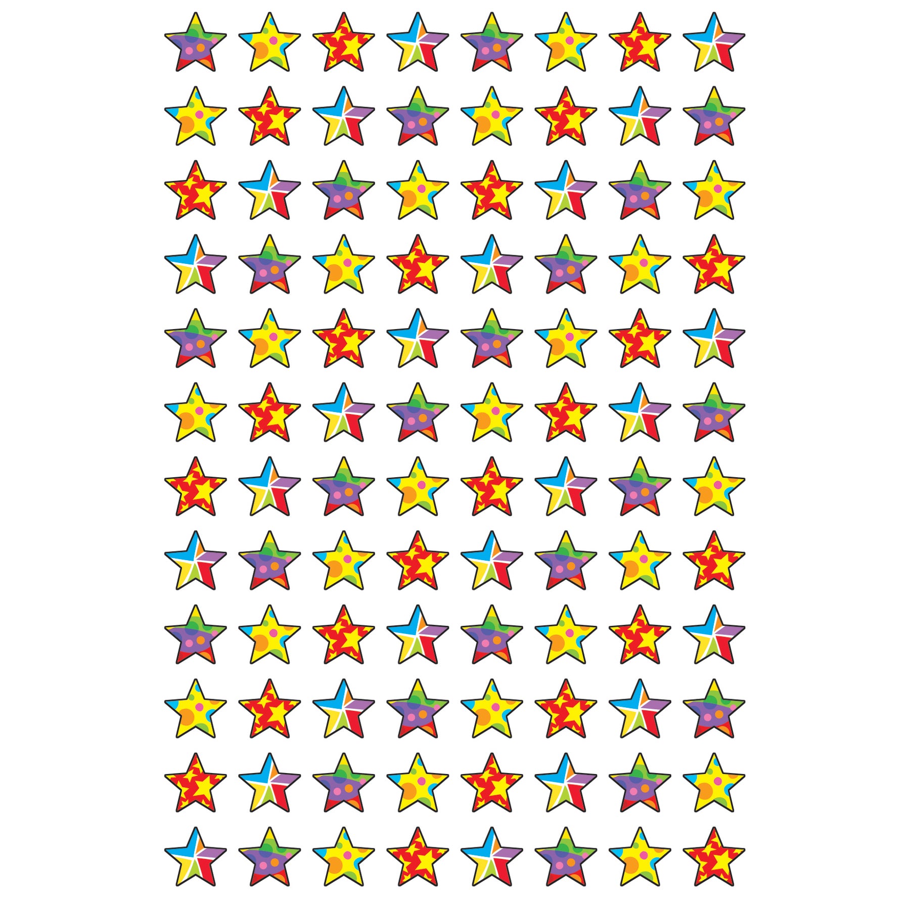 Star Medley superShapes Stickers, 800 Per Pack, 6 Packs