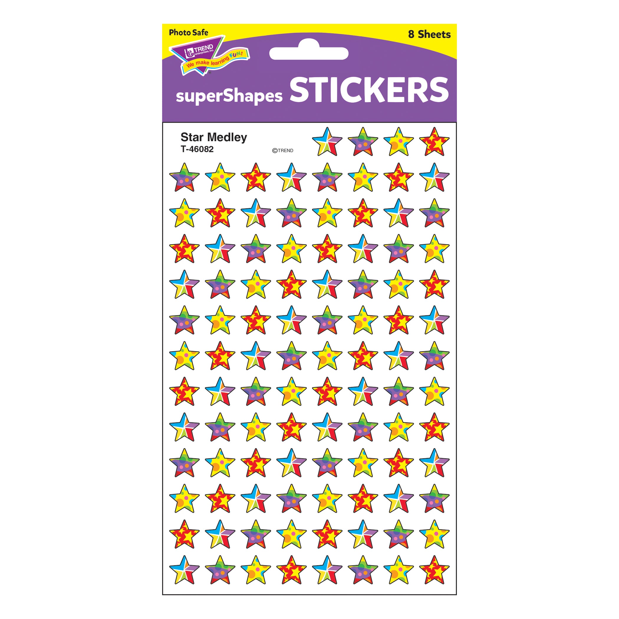 Star Medley superShapes Stickers, 800 Per Pack, 6 Packs