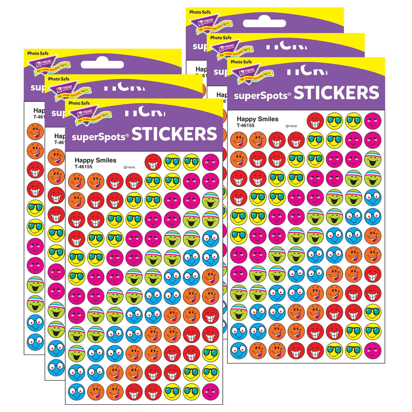 Happy Smiles superSpots® Stickers, 800 Per Pack, 6 Packs