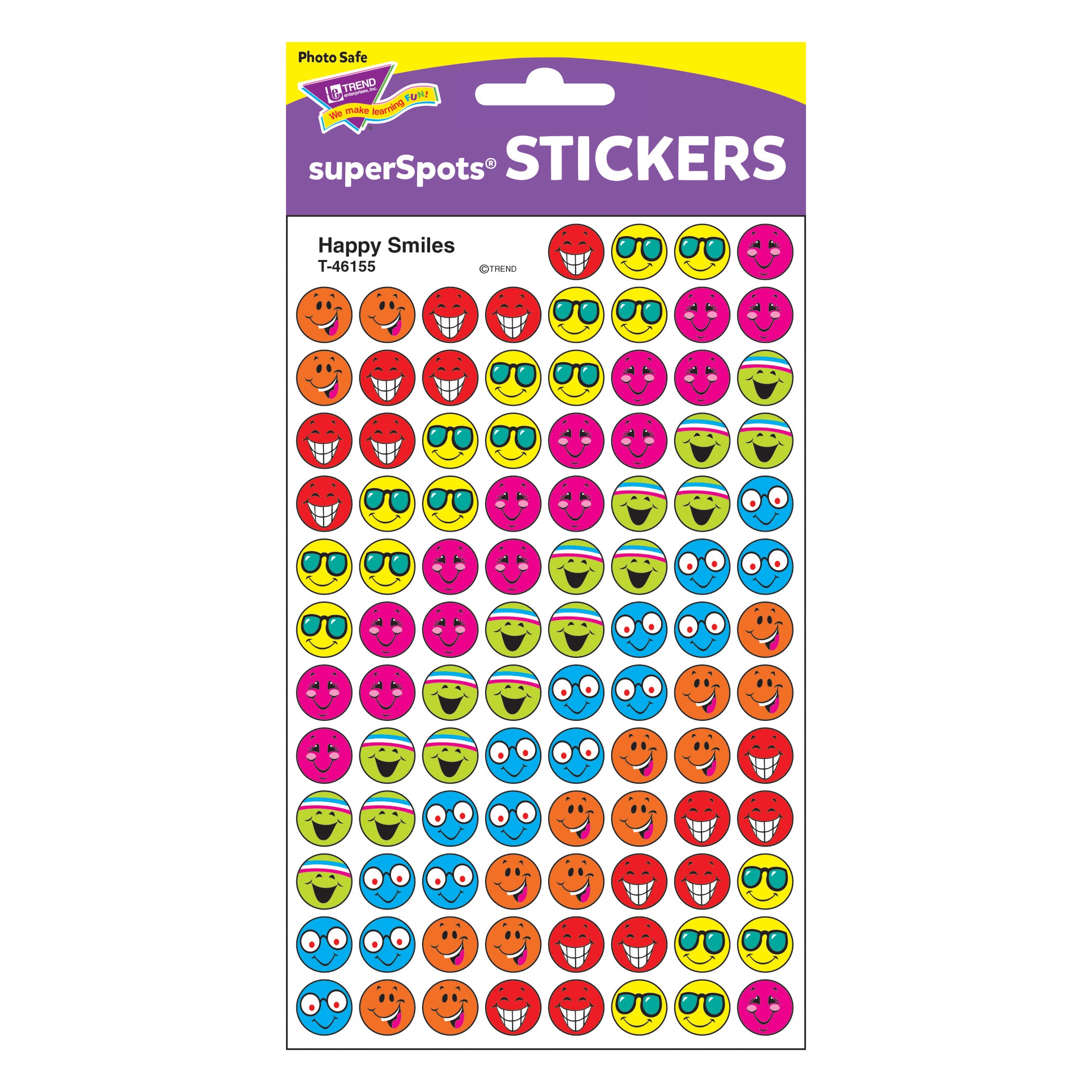 Happy Smiles superSpots® Stickers, 800 Per Pack, 6 Packs