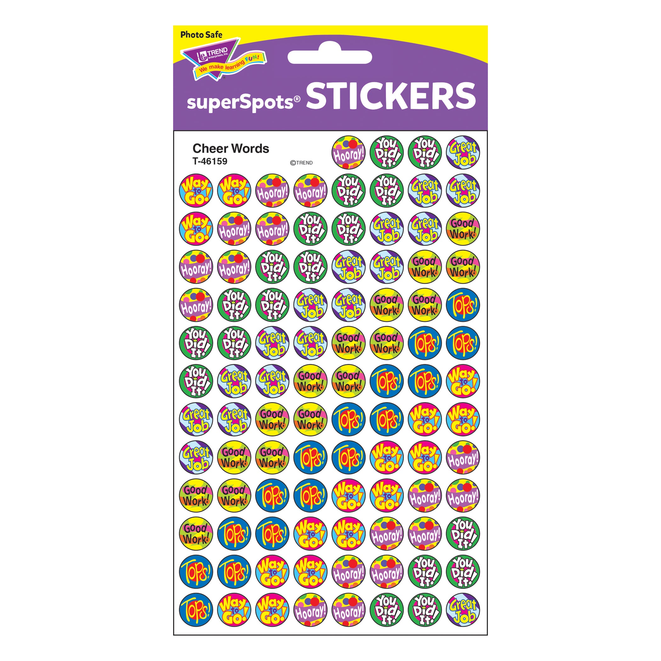 Cheer Words superSpots® Stickers, 800 Per Pack, 6 Packs