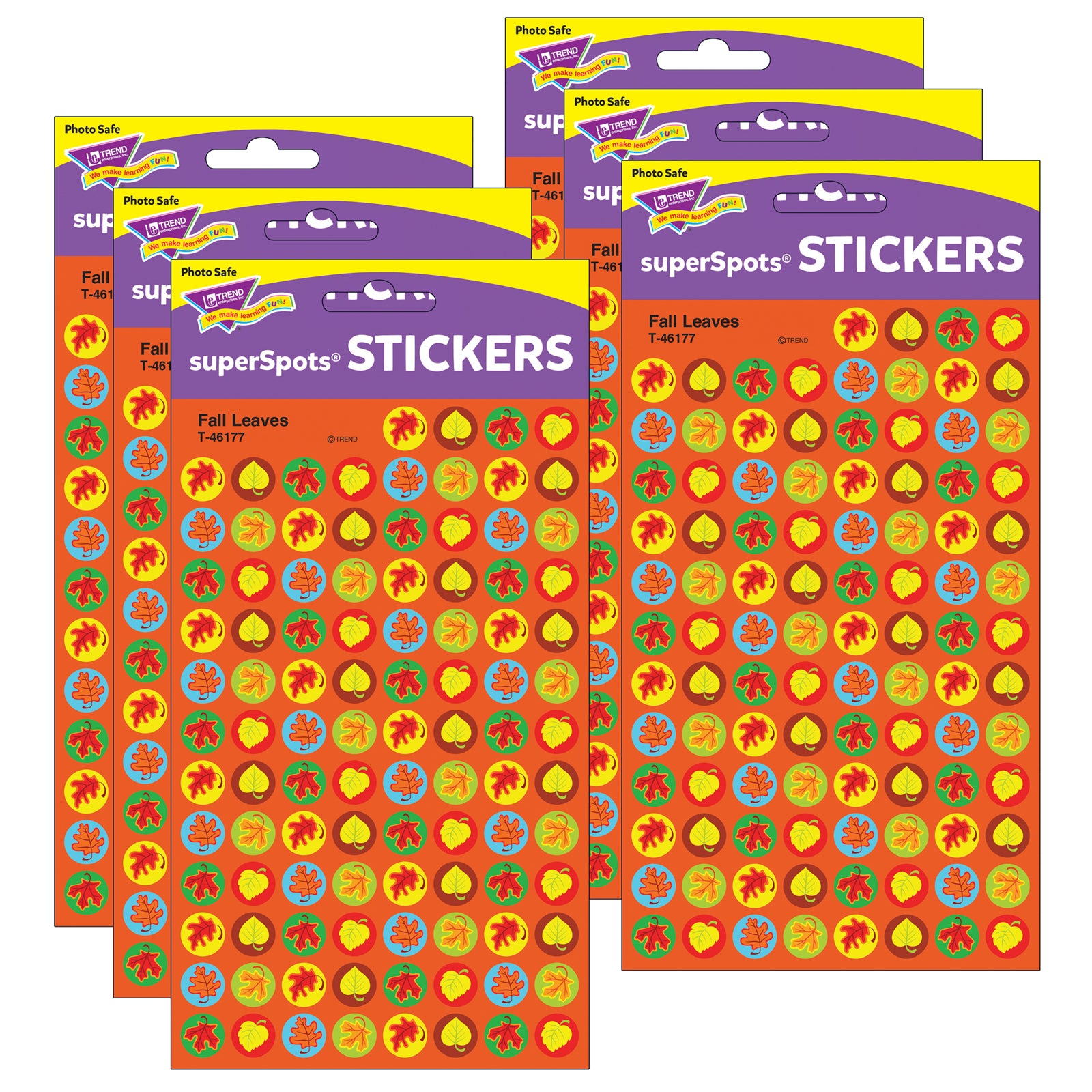 Fall Leaves superSpots® Stickers, 800 Per Pack, 6 Packs